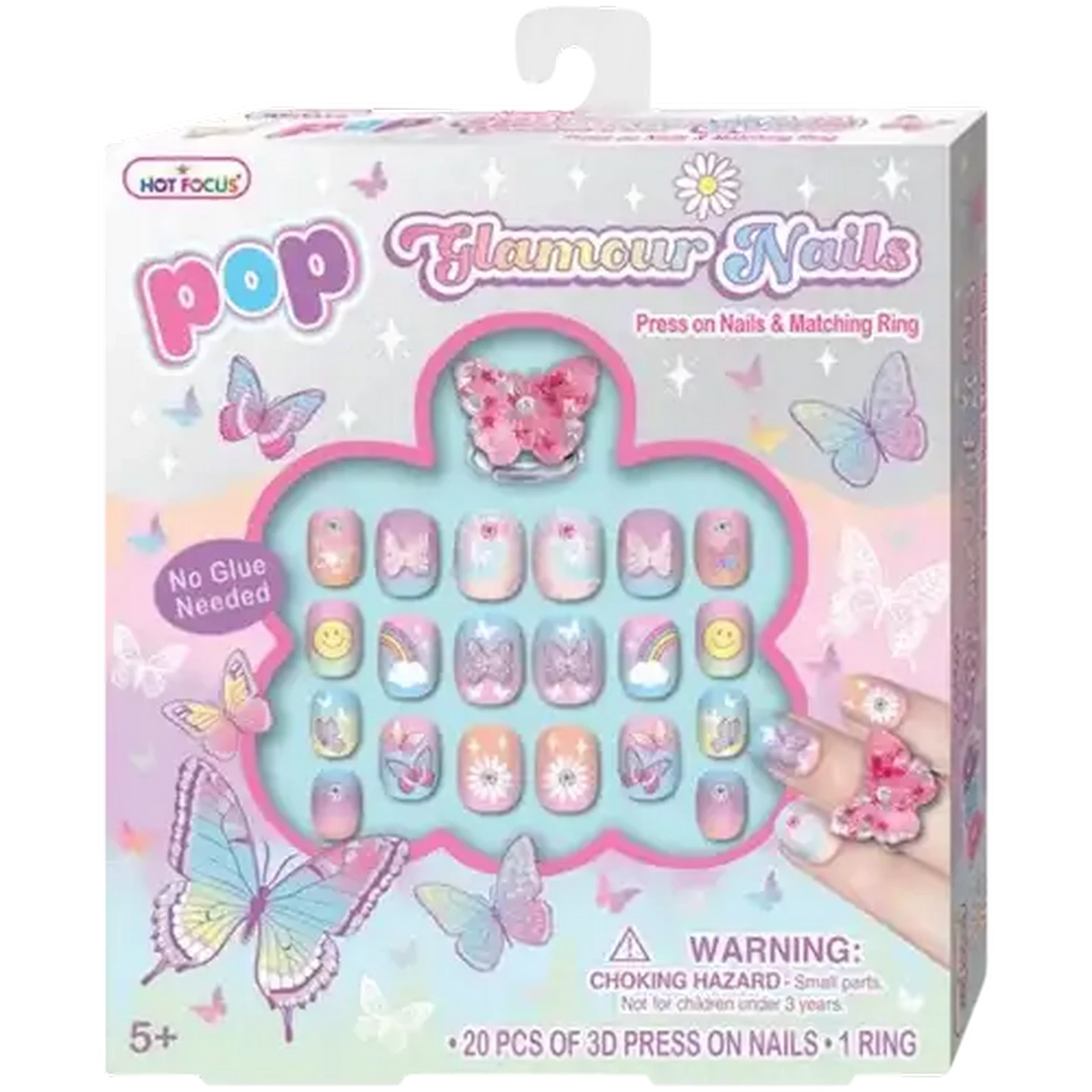Image of Hot Focus Pop Glamour Press On Nails 21-Piece (Colour May Vary)