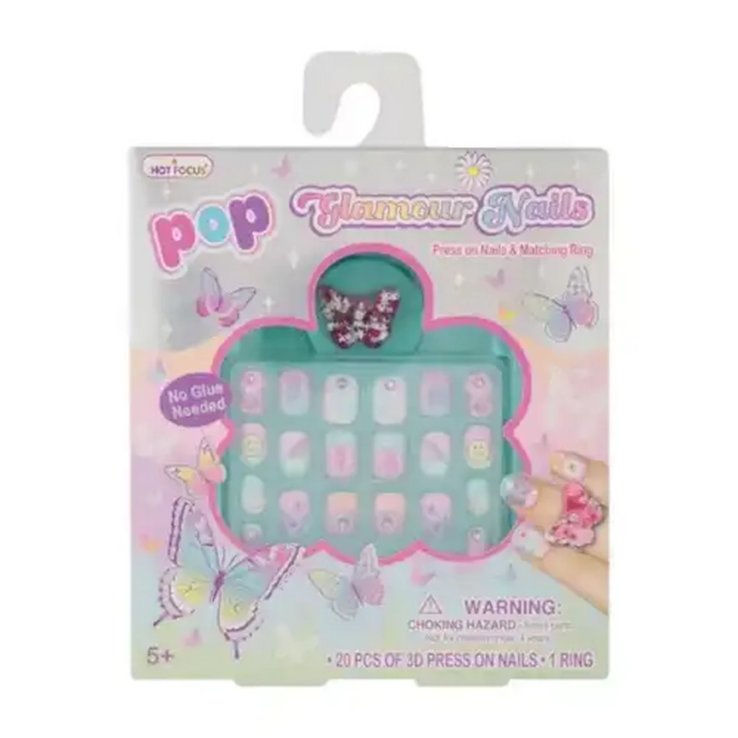 Image of Hot Focus Pop Glamour Press On Nails 21-Piece (Colour May Vary)