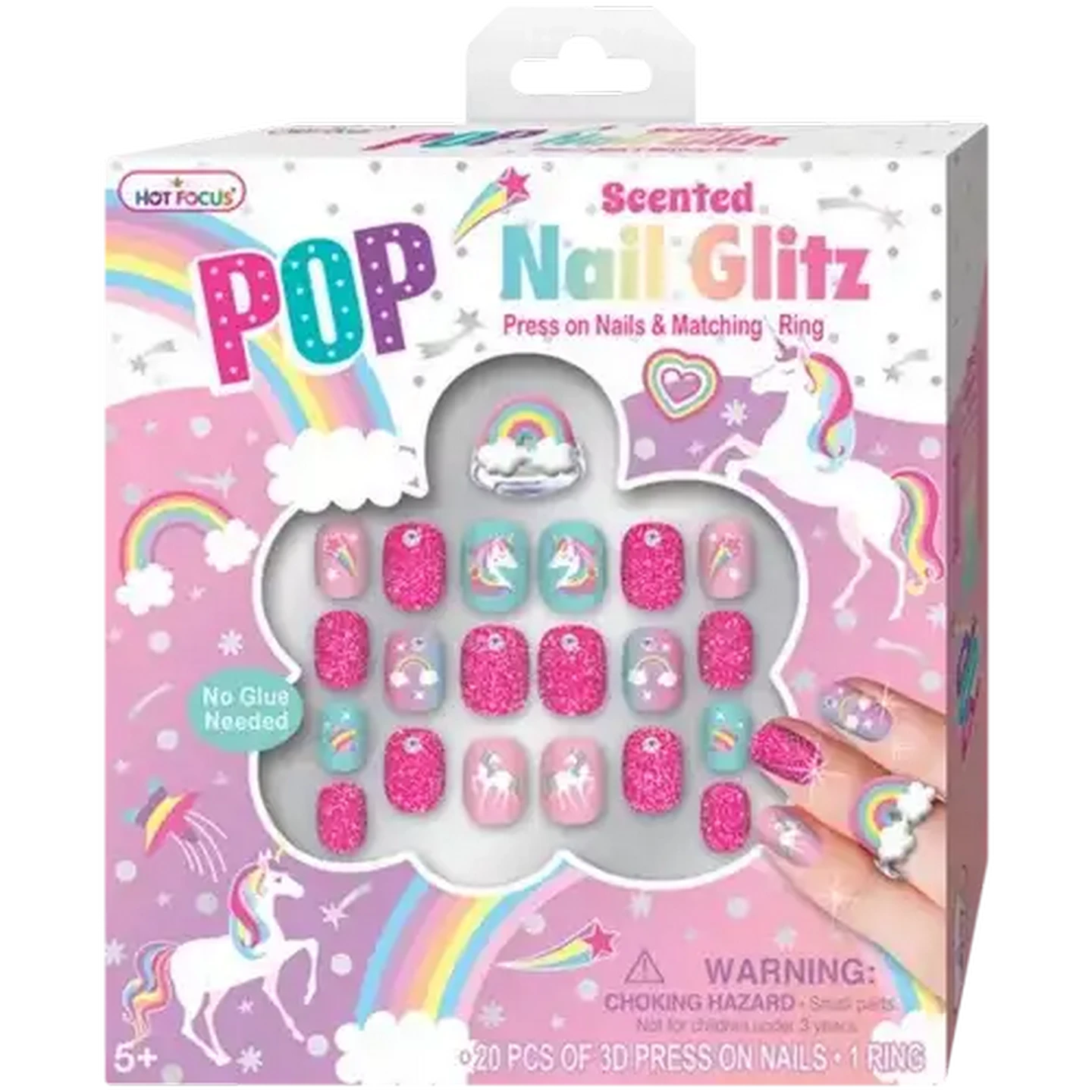Image of Hot Focus Pop Glamour Press On Nails 21-Piece (Colour May Vary)