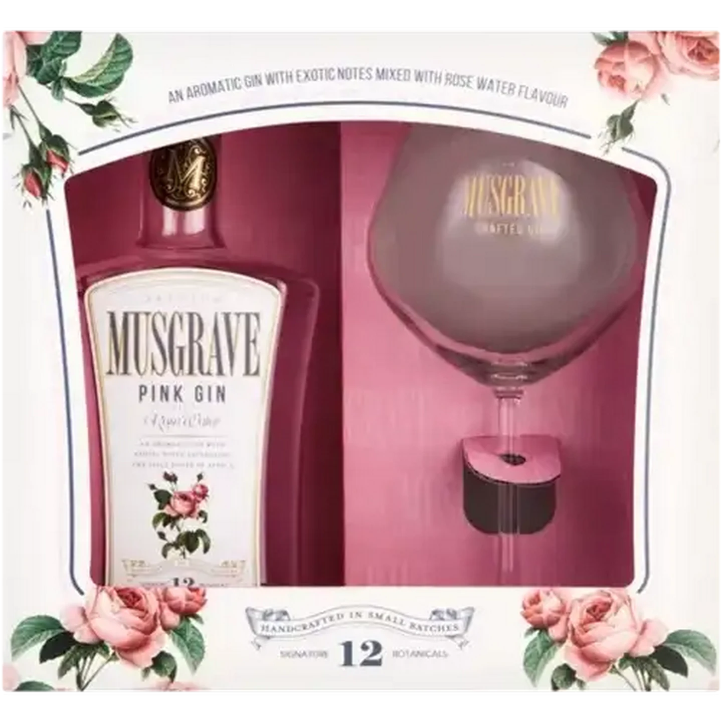 Gine ジアン ビンテージ　未使用品のピンクのバラが素敵なボール2枚セット！ Checkers Sixty60 | Musgrave Pink Gin Gift Pack Bottle 750ml