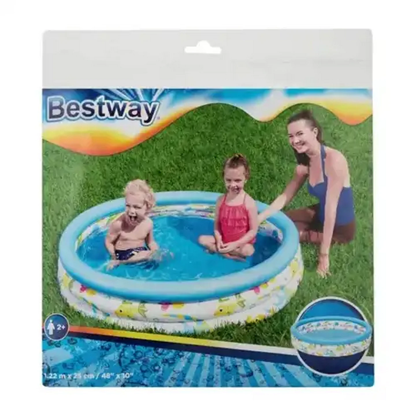 Image of Bestway Multi-Coloured Ocean Life 3 Ring Pool 122 x 25cm