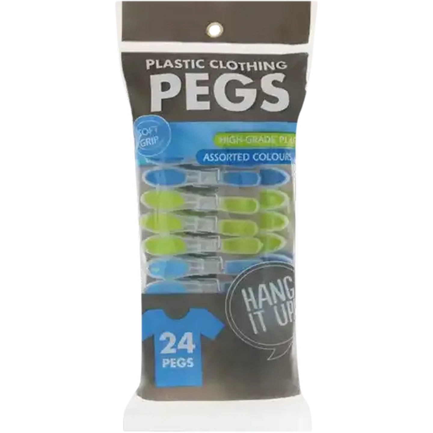 Image of Soft Grip Plastic Clothing Pegs 24 Pack