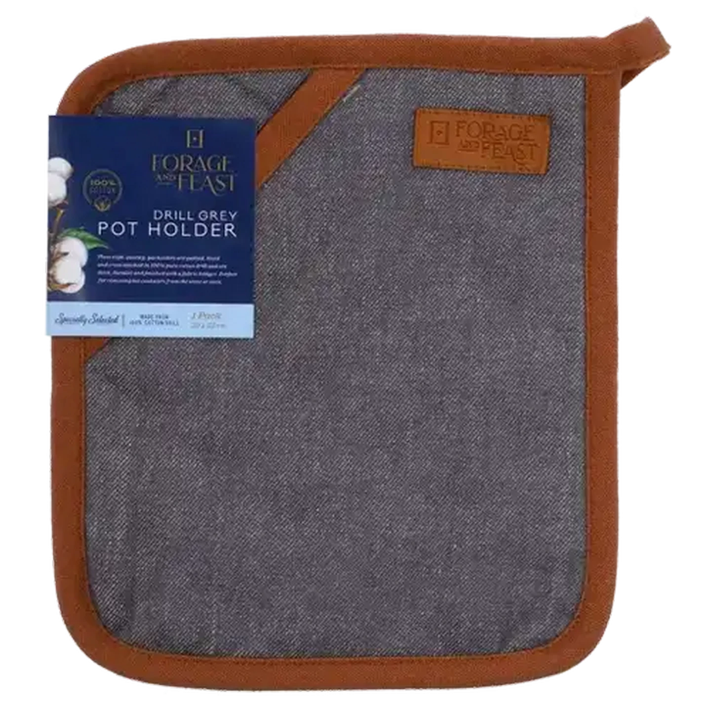 Image of Forage And Feast Grey Slub Pot Holder 20 x 23cm