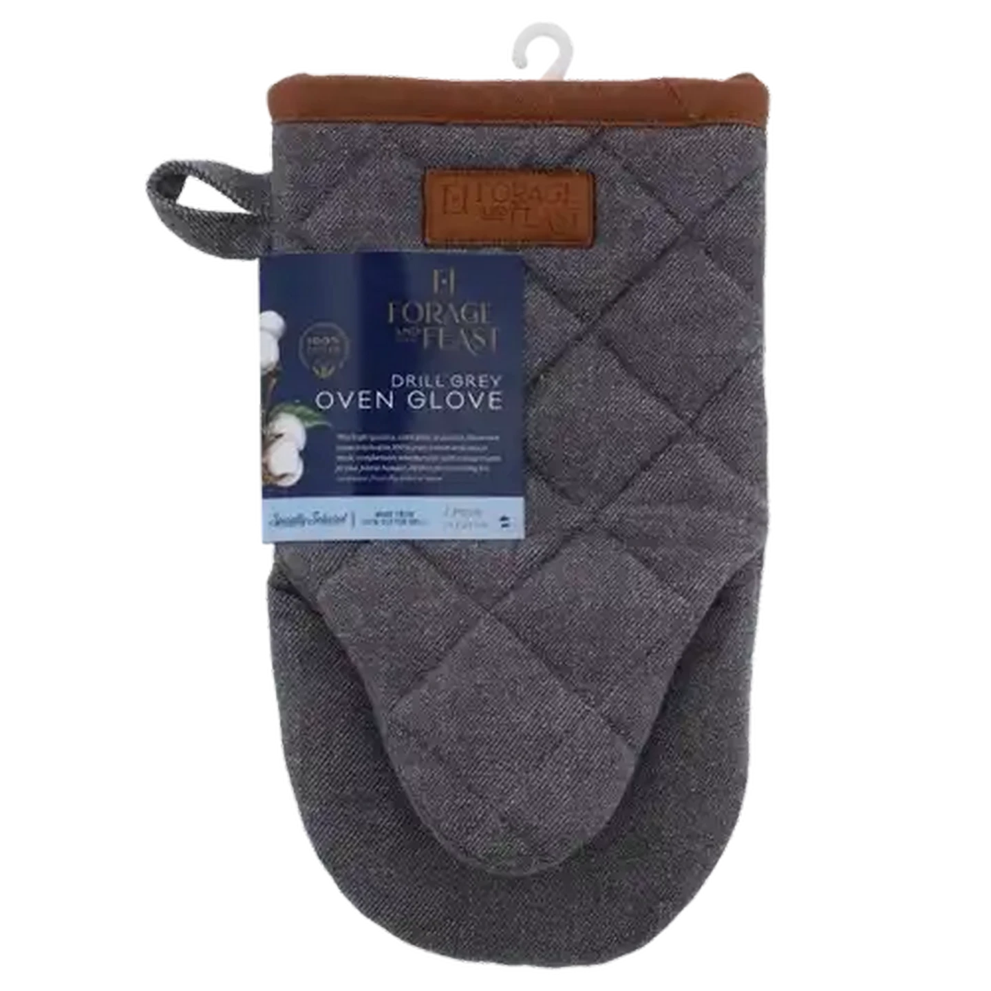 Image of Forage And Feast Grey Slub Oven Glove 14 x 24cm