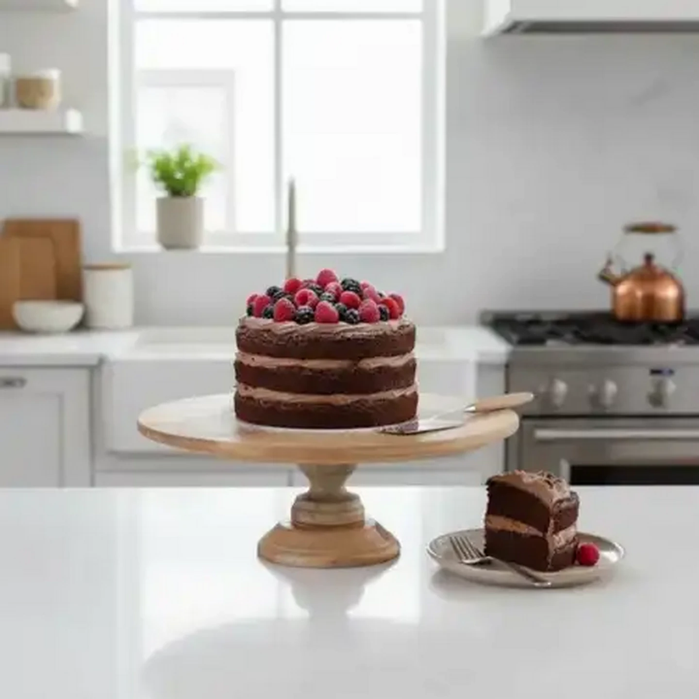Image of Forage And Feast Mango Wood Cake Stand 38 x 38cm