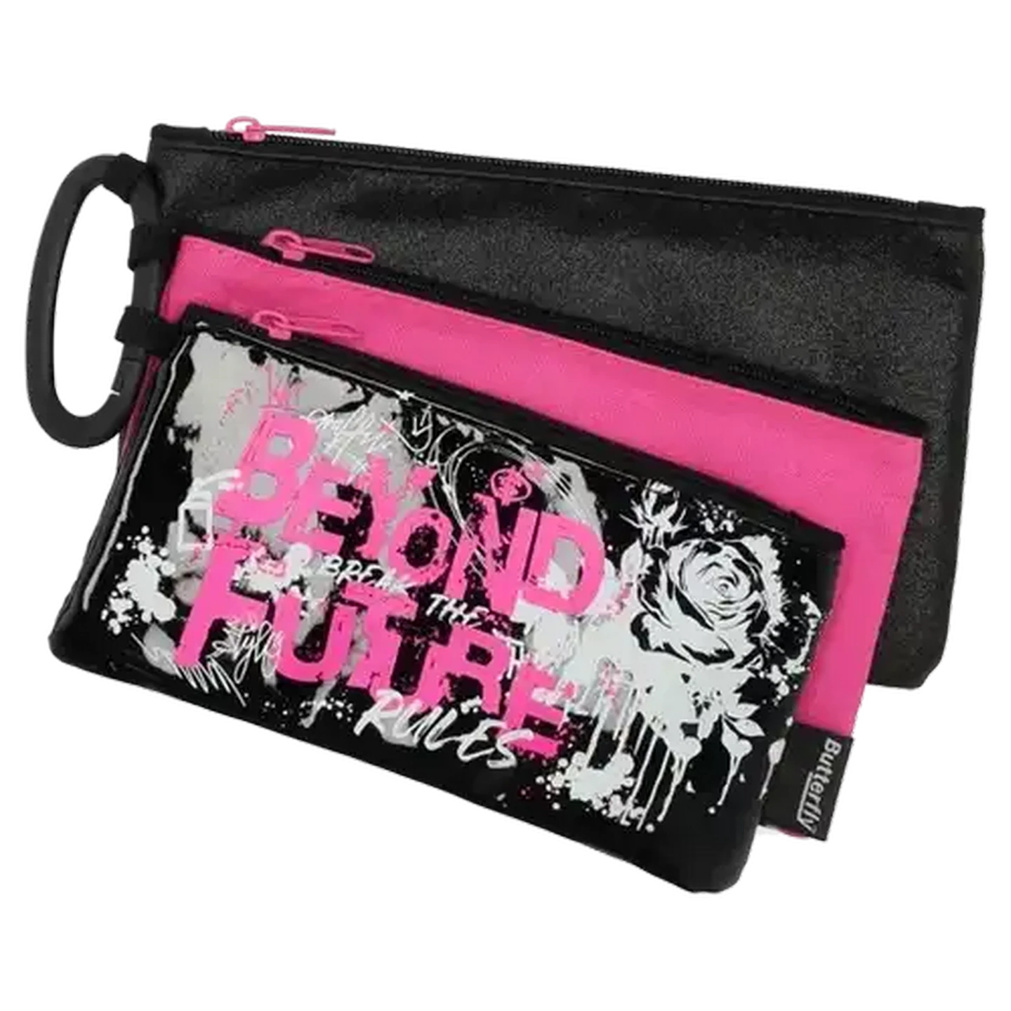 Image of Butterfly Triple Luxury Pencil Bag 3 Piece (Design May Vary)