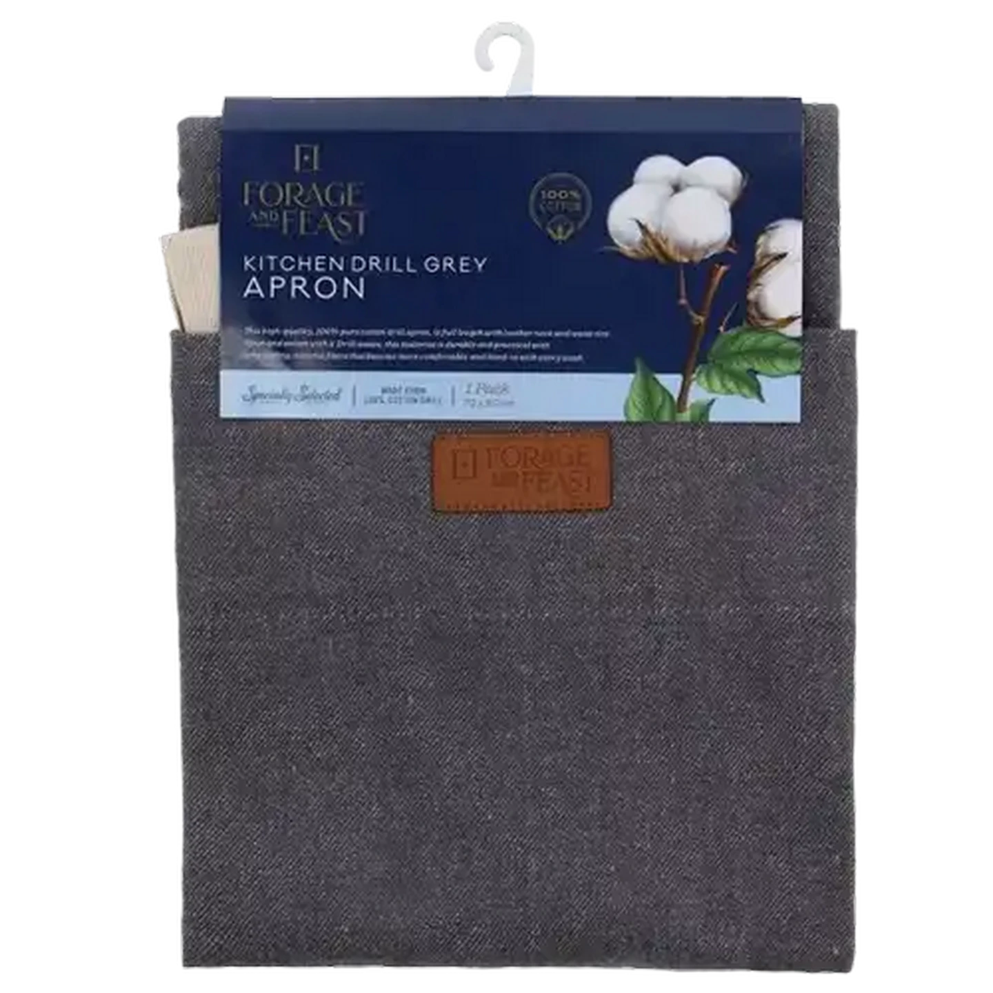 Image of Forage And Feast Grey Slub Apron 70 x 85cm