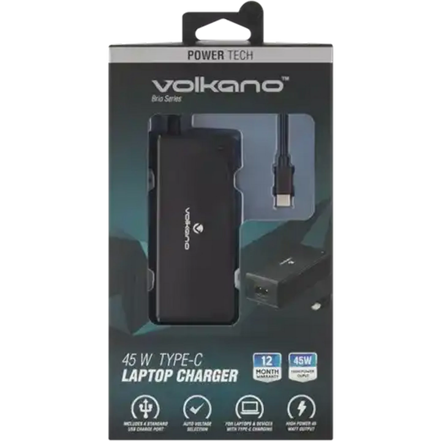 Image of Volkano Brio Series Black Type-C Laptop Charger