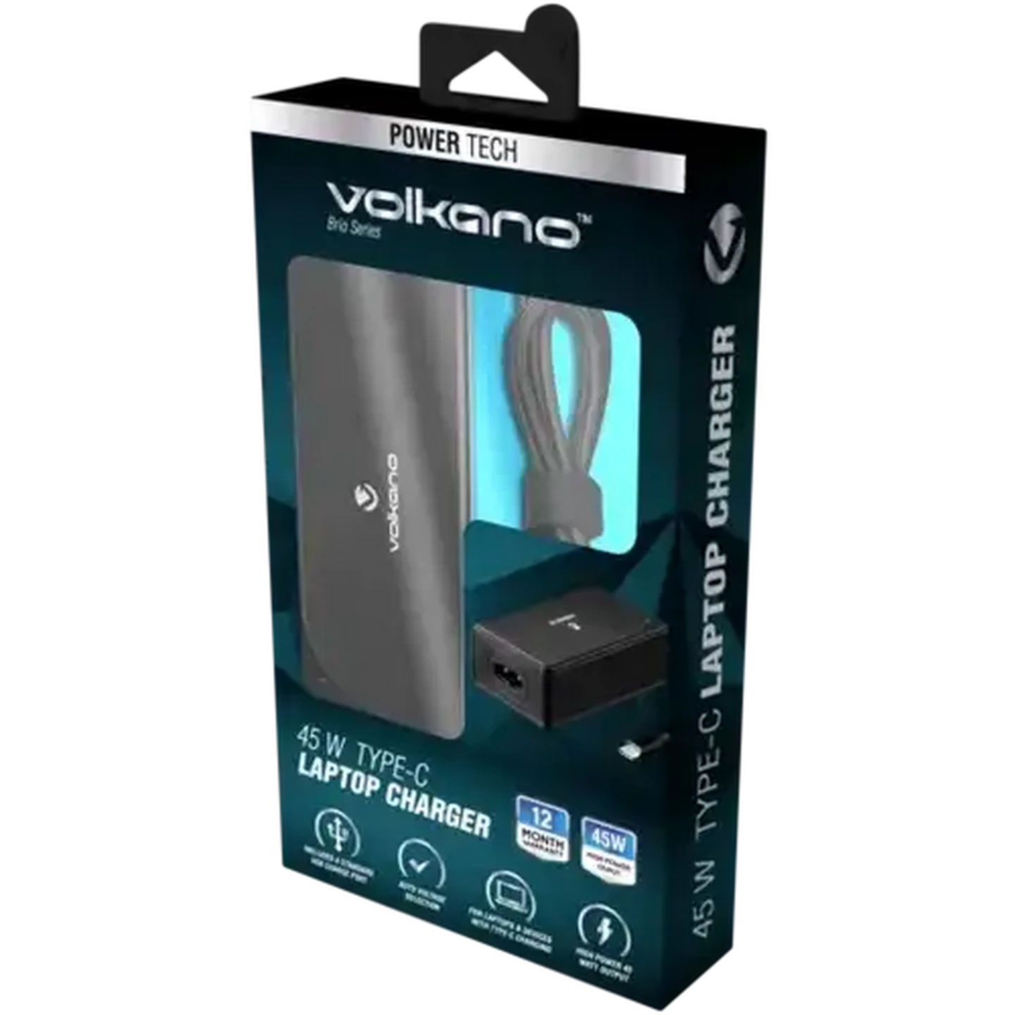 Image of Volkano Brio Series Black Type-C Laptop Charger