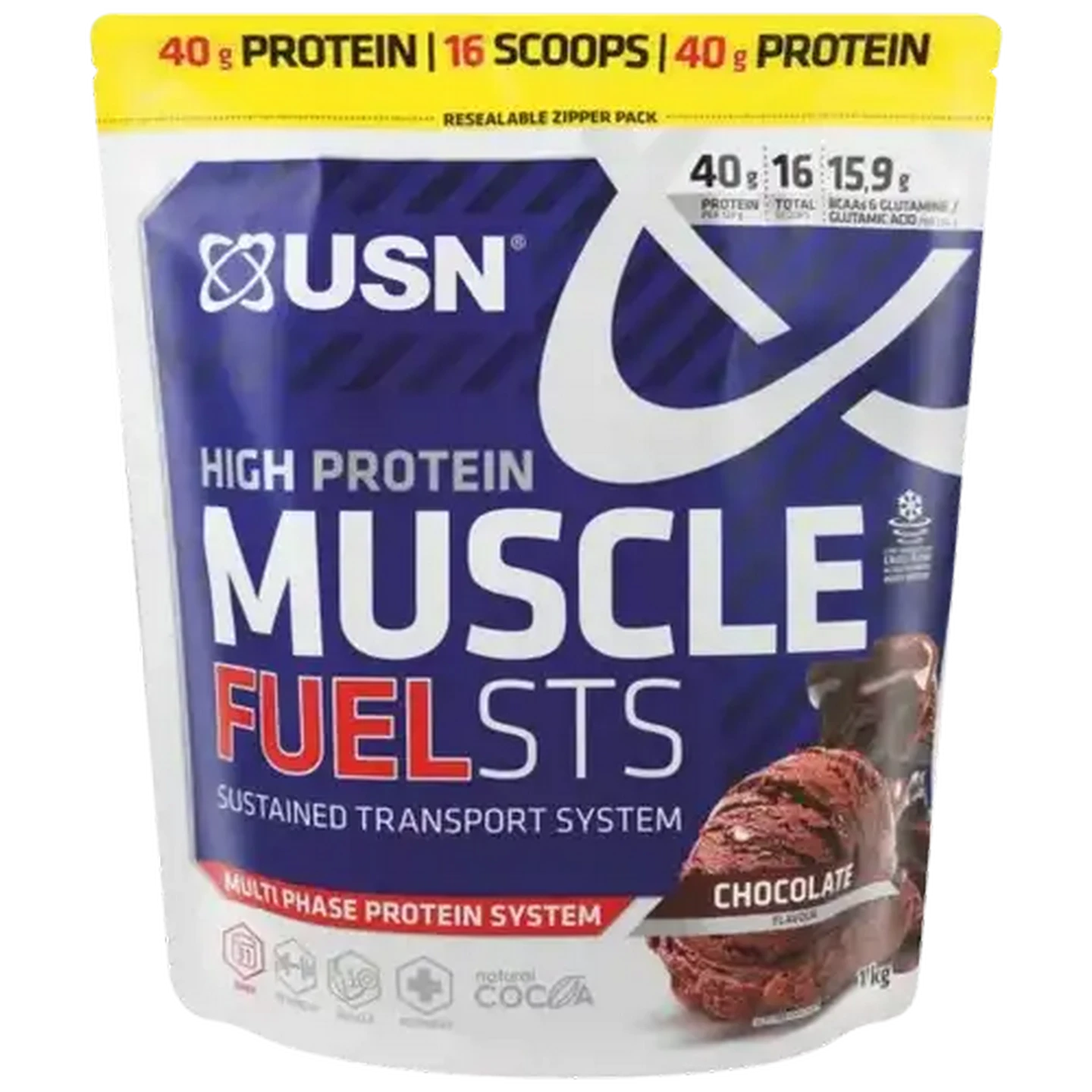 Image of USN Chocolate Flavoured High Protein Muscle Fuel STS 1kg