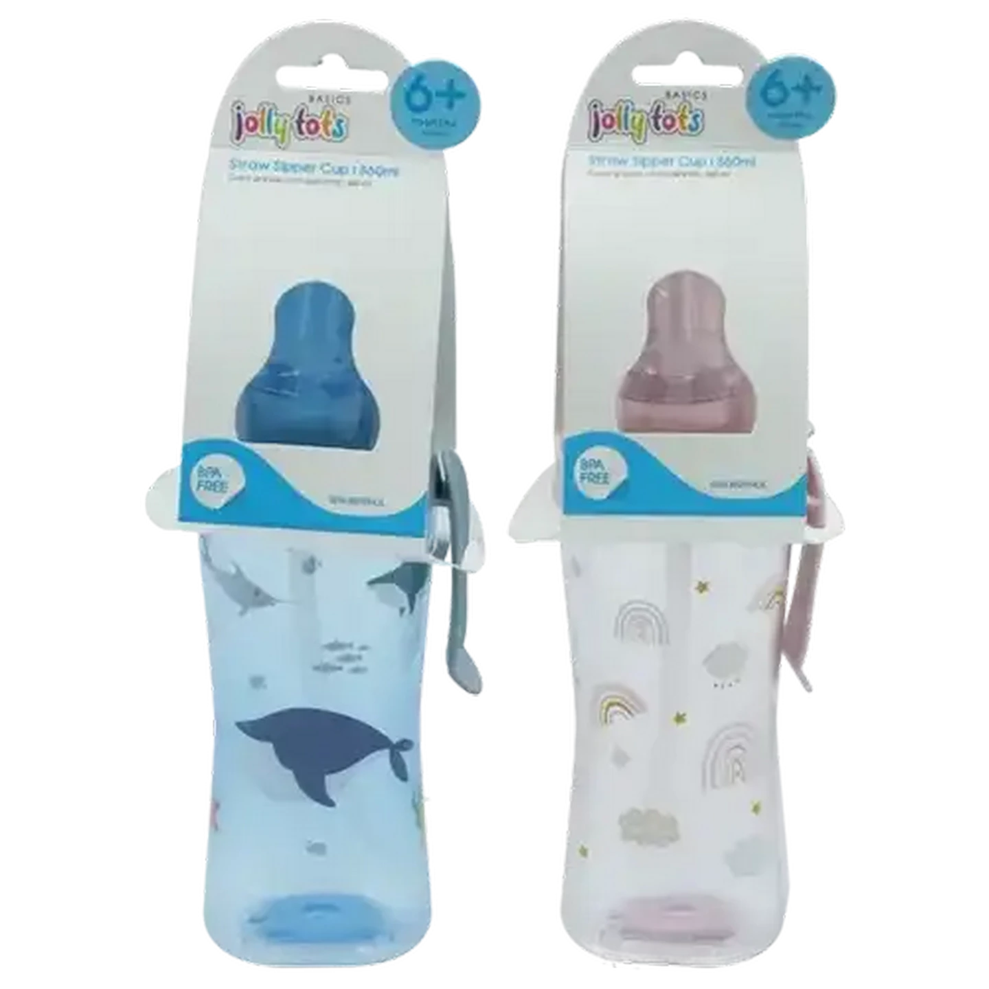 Image of Jolly Tots Straw Sipper Bottle 6 Months + 360ml (Design May Vary)
