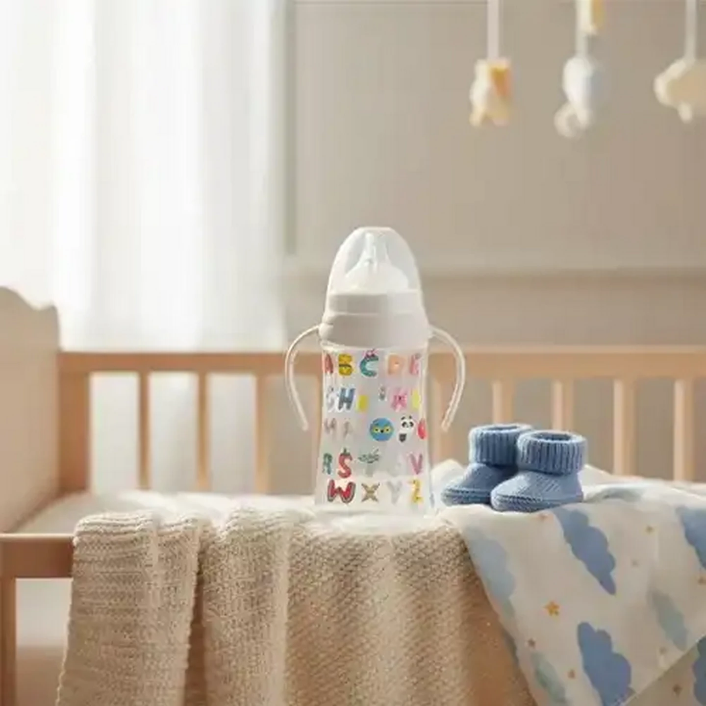 Image of Jolly Tots Wide Neck Bottle with Handles 0 Months+ 360ml (Design May Vary)
