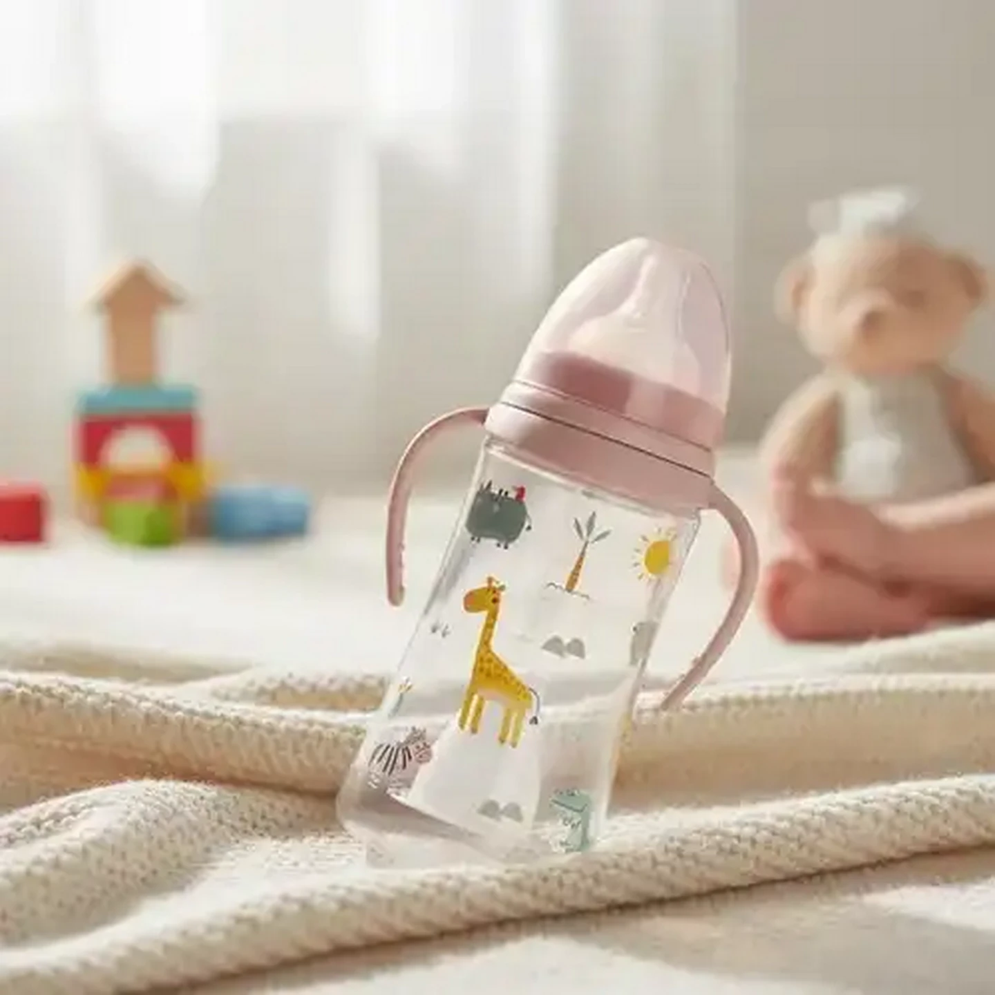Image of Jolly Tots Wide Neck Bottle with Handles 0 Months+ 360ml (Design May Vary)