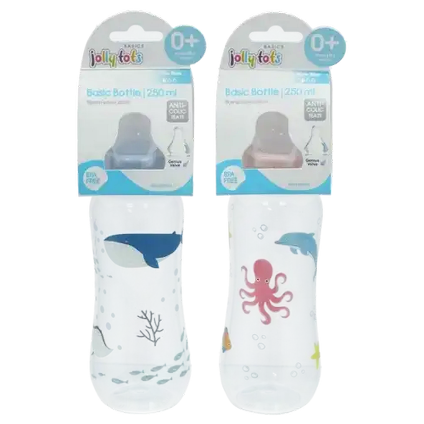 Image of Jolly Tots Basic Baby Bottle 0 Months + 250ml (Design May Vary)