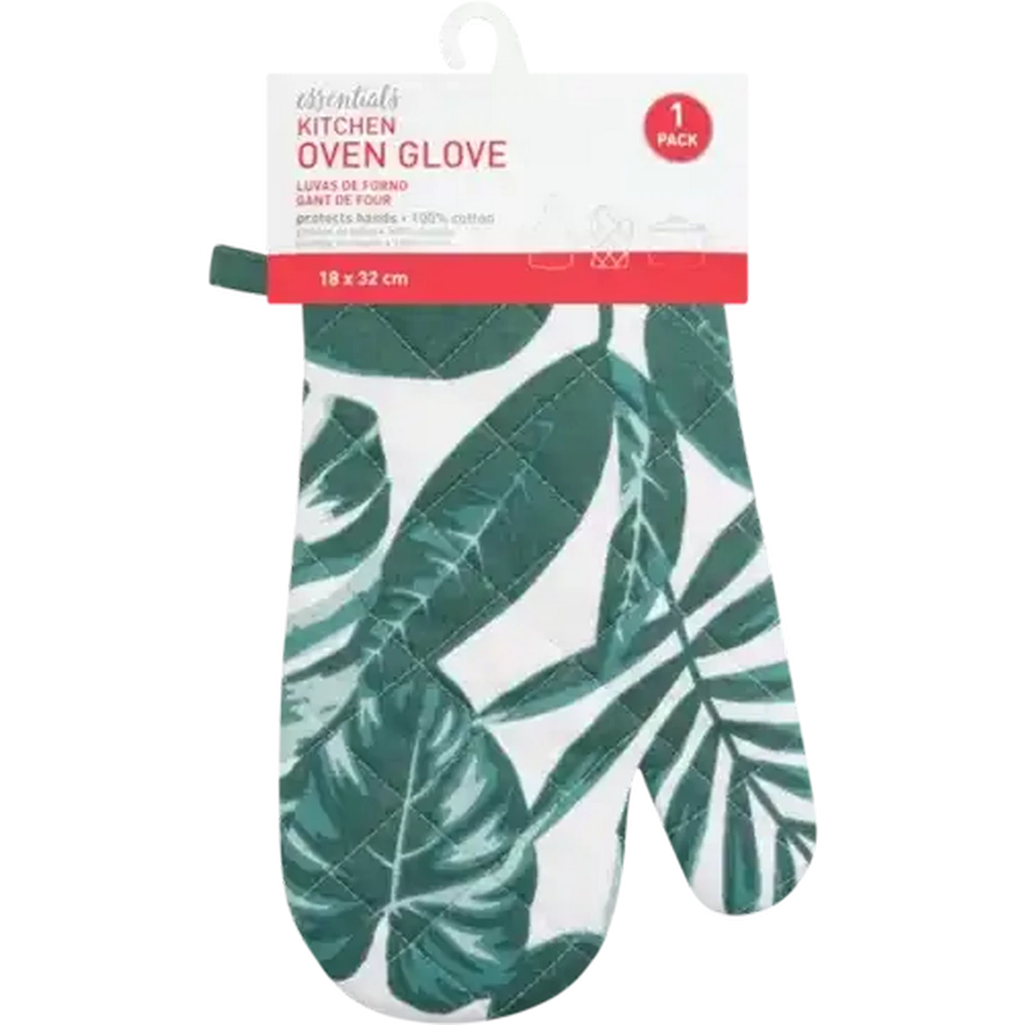 Image of Essentials Green & White Kitchen Oven Glove