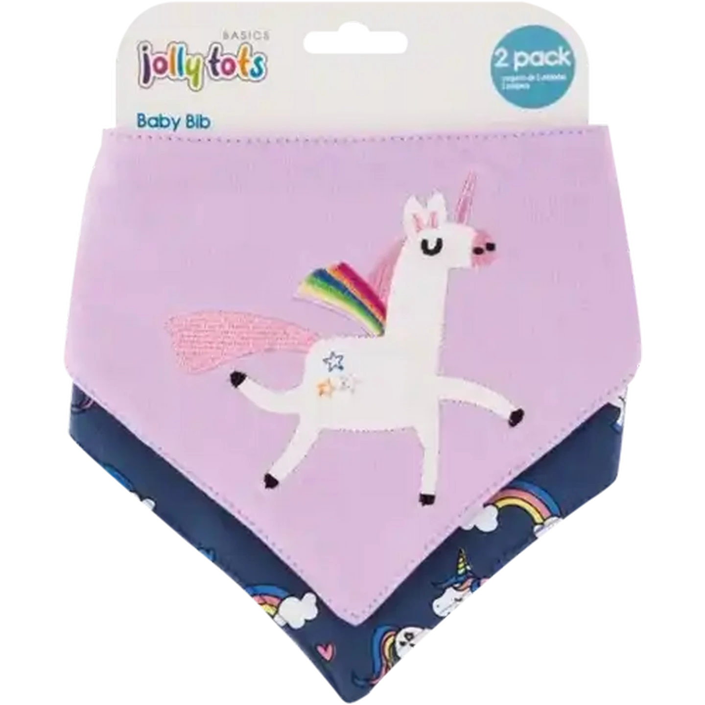 Image of Jolly Tots Unicorn Baby Bibs 2-Pack
