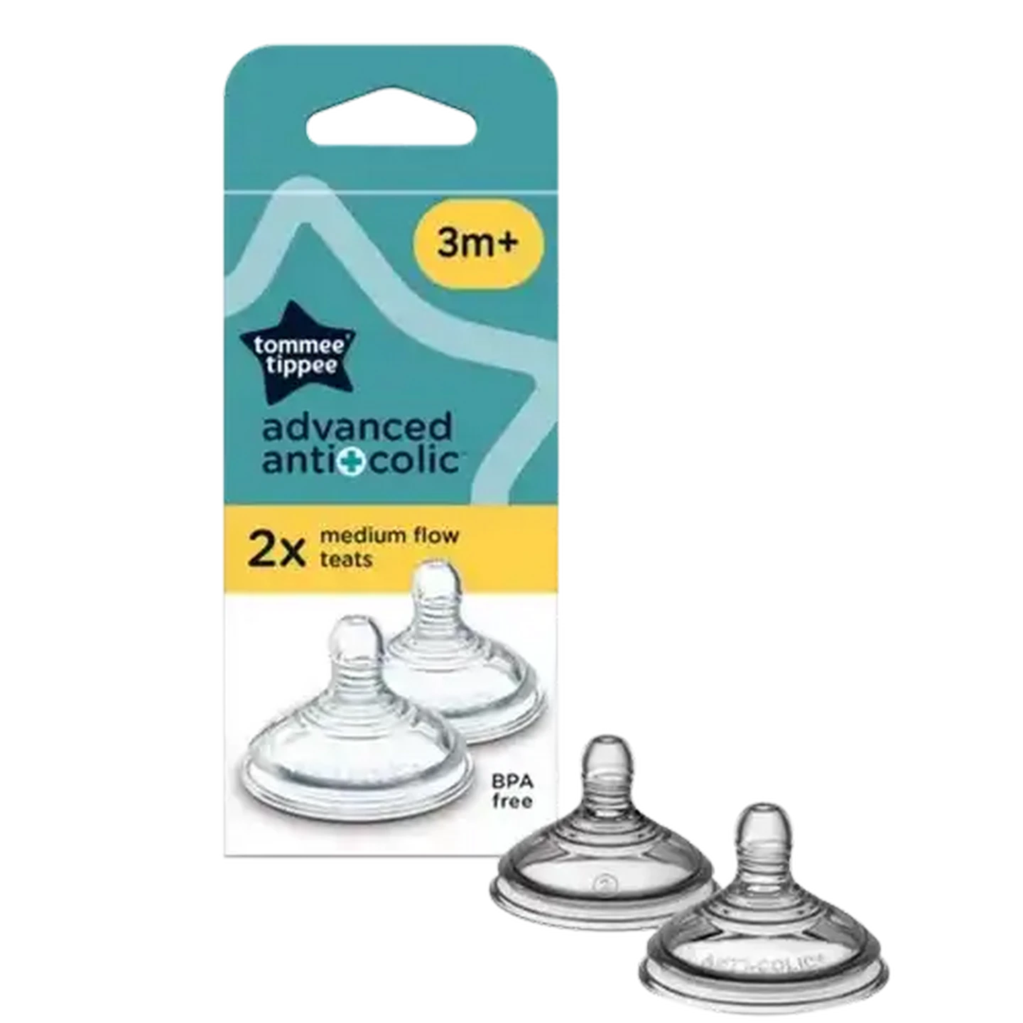 Image of Tommee Tippee Natural Start Advanced Anti Colic Medium Flow Teats 3 Months + 2-Pack