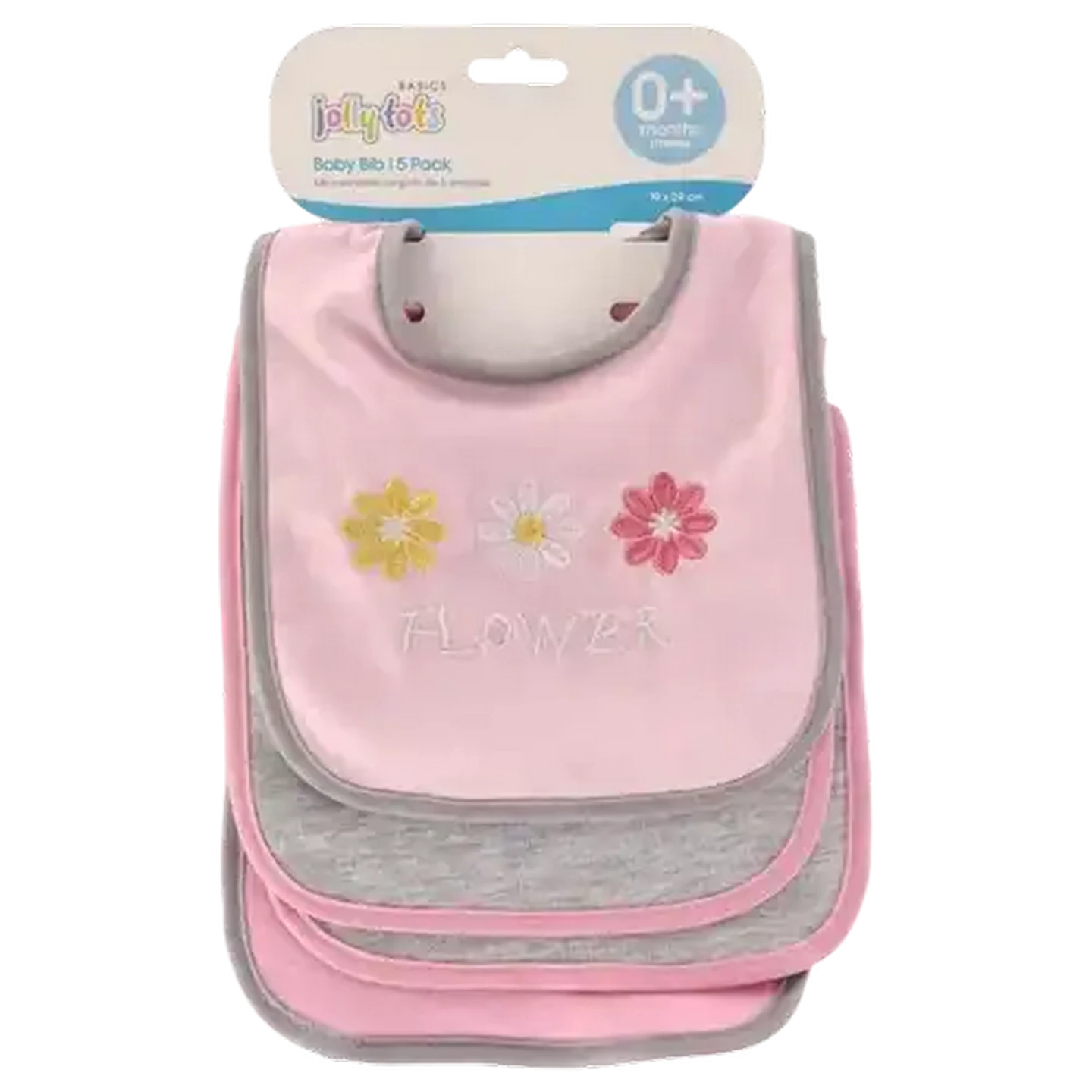 Image of Jolly Tots Embroided Print Bib 0 Months + 5-Pack