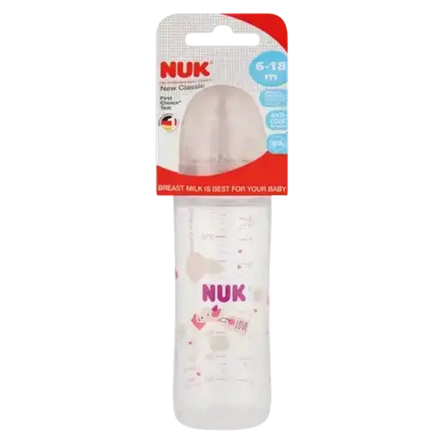 Image of NUK Classic First Choice SZ2 Baby Bottle 6-18 Months 250ml