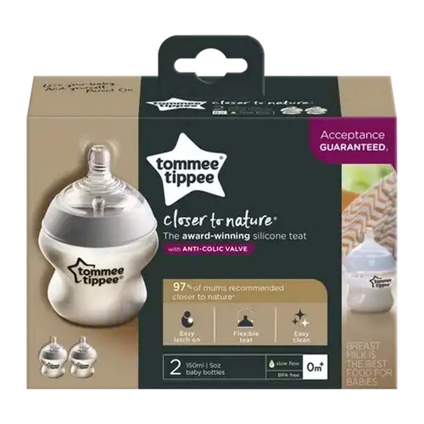 Image of Tommee Tippee Natural start 150ml self-sterilising clear bottle 2-Pack 0 Months +  (Type May Vary)