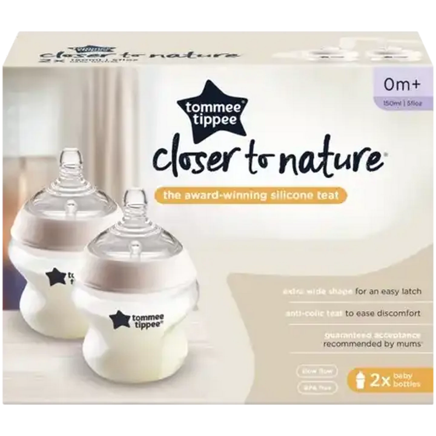 Image of Tommee Tippee Natural start 150ml self-sterilising clear bottle 2-Pack 0 Months +  (Type May Vary)