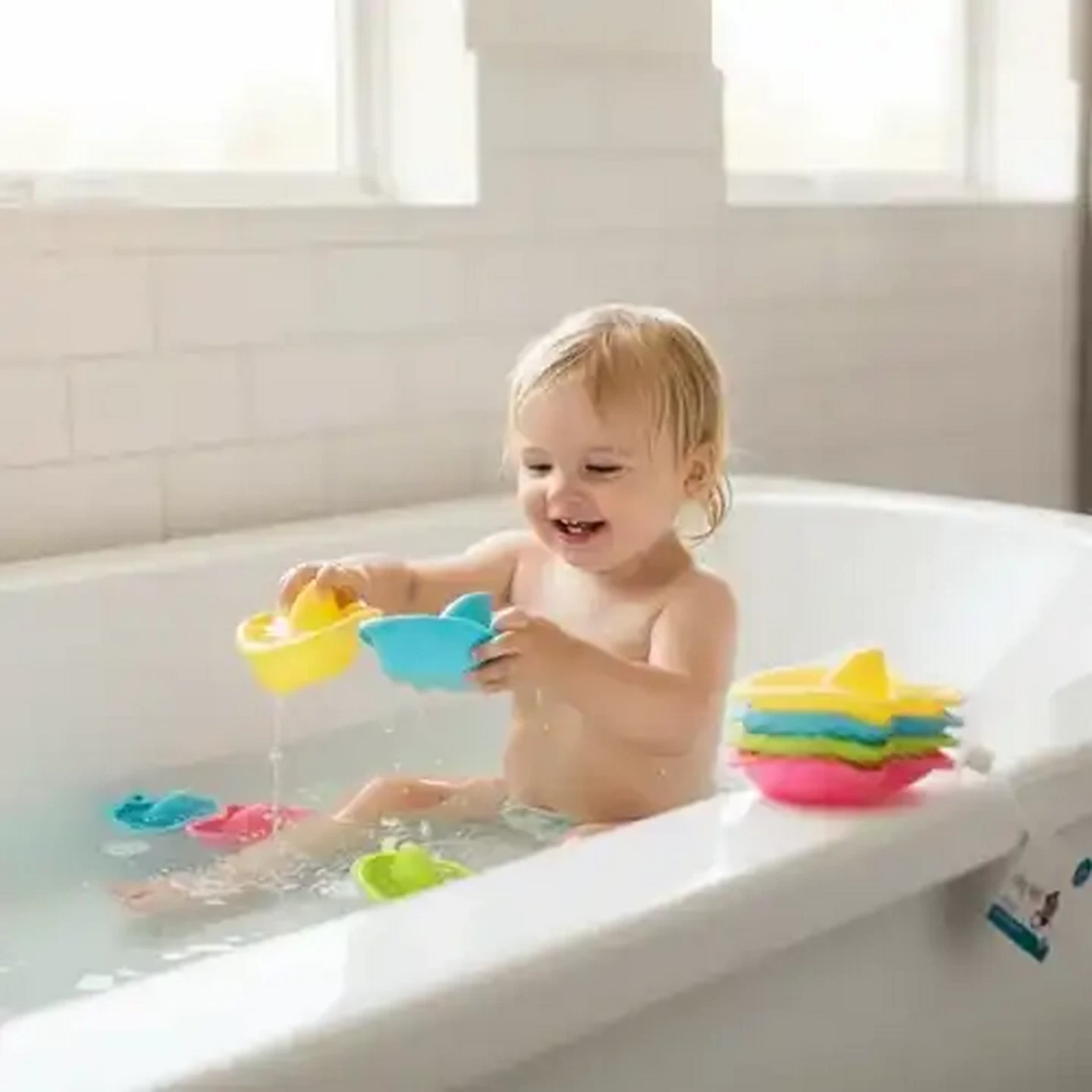 Image of Jolly Tots Sharks Baby Bath Toys 4 Piece