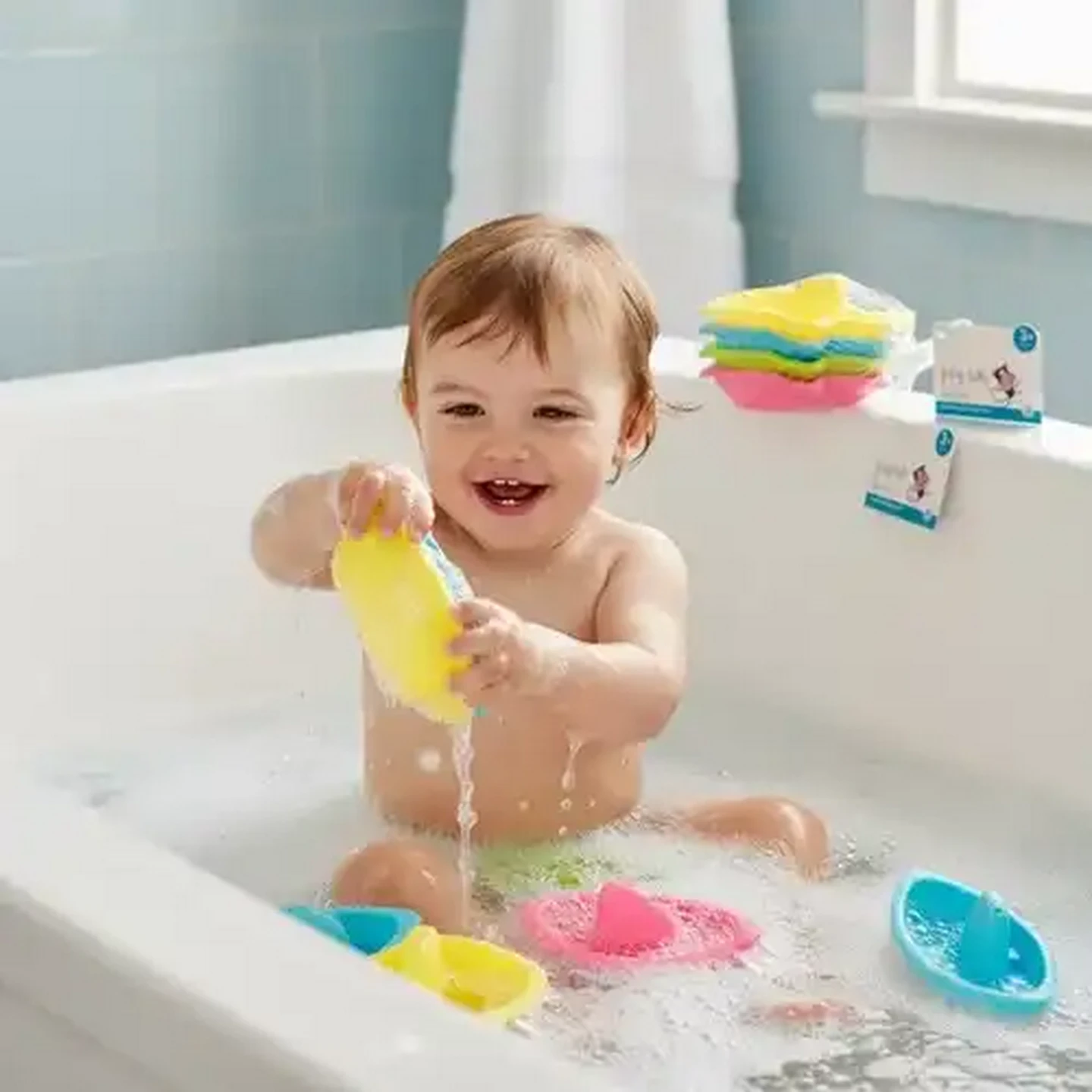 Image of Jolly Tots Sharks Baby Bath Toys 4 Piece
