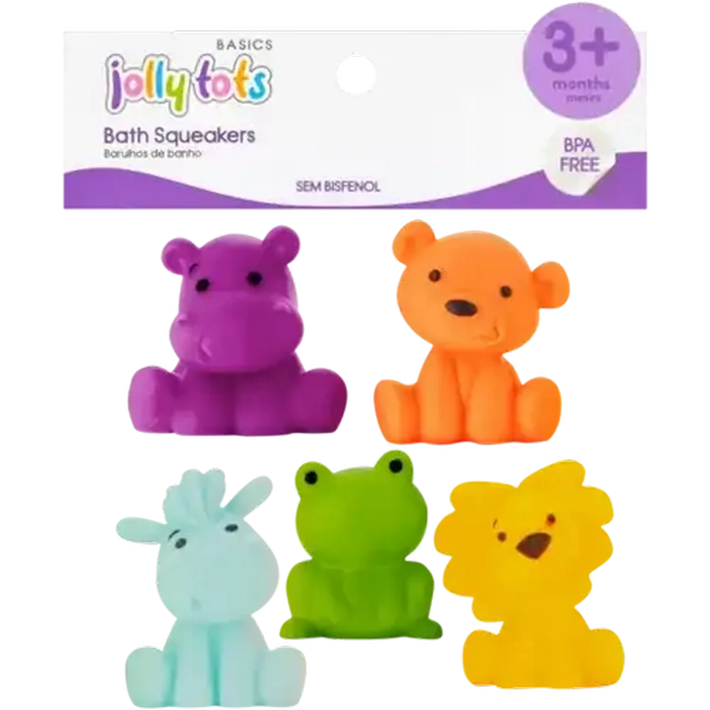 Image of Jolly Tots Animal Squeakers Bath Toys 5 Piece