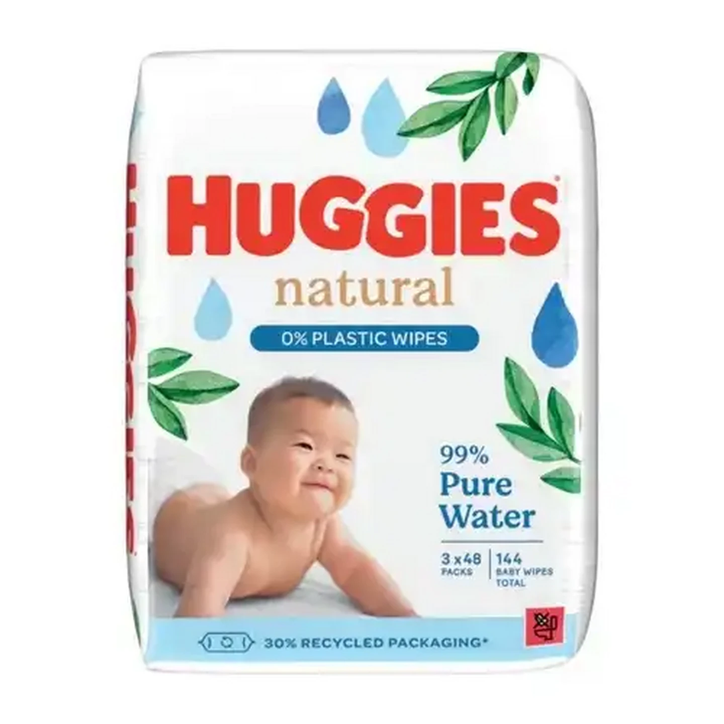 Image of Huggies Natural Baby Wipes 3 x 48 Pack
