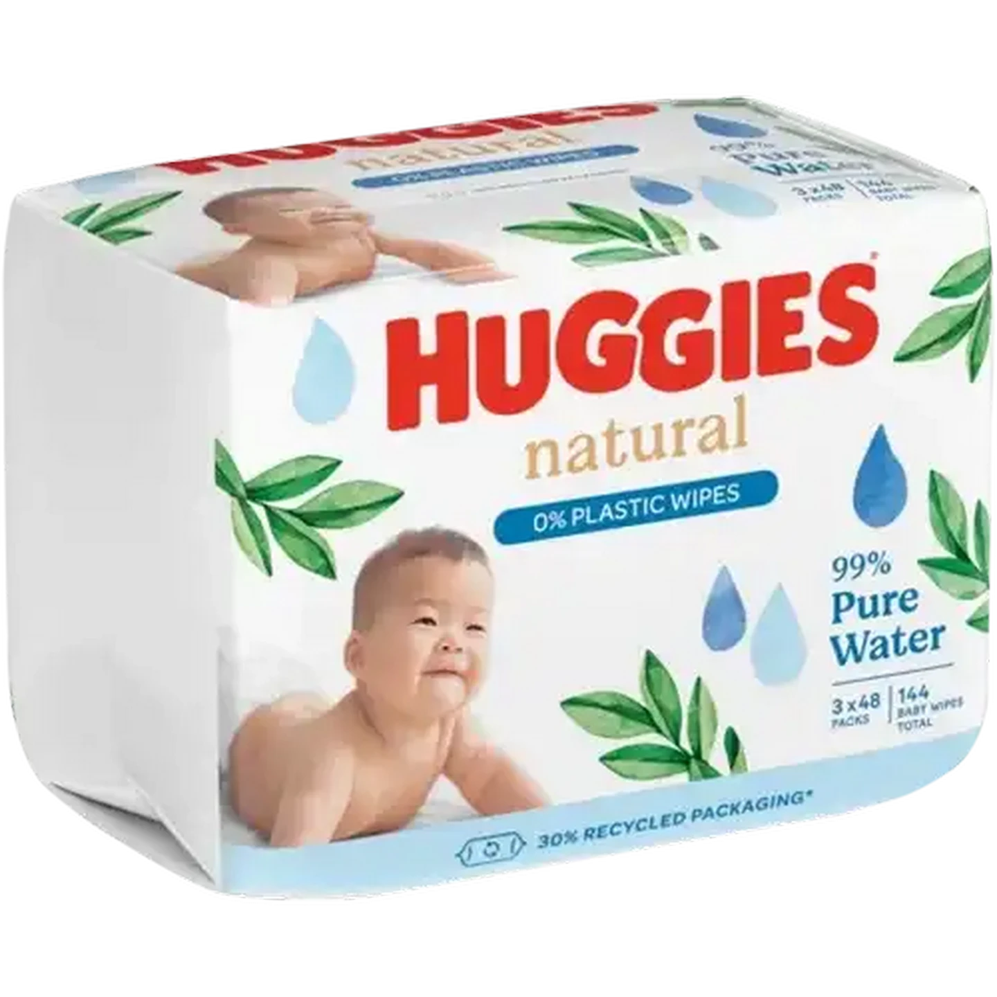 Image of Huggies Natural Baby Wipes 3 x 48 Pack