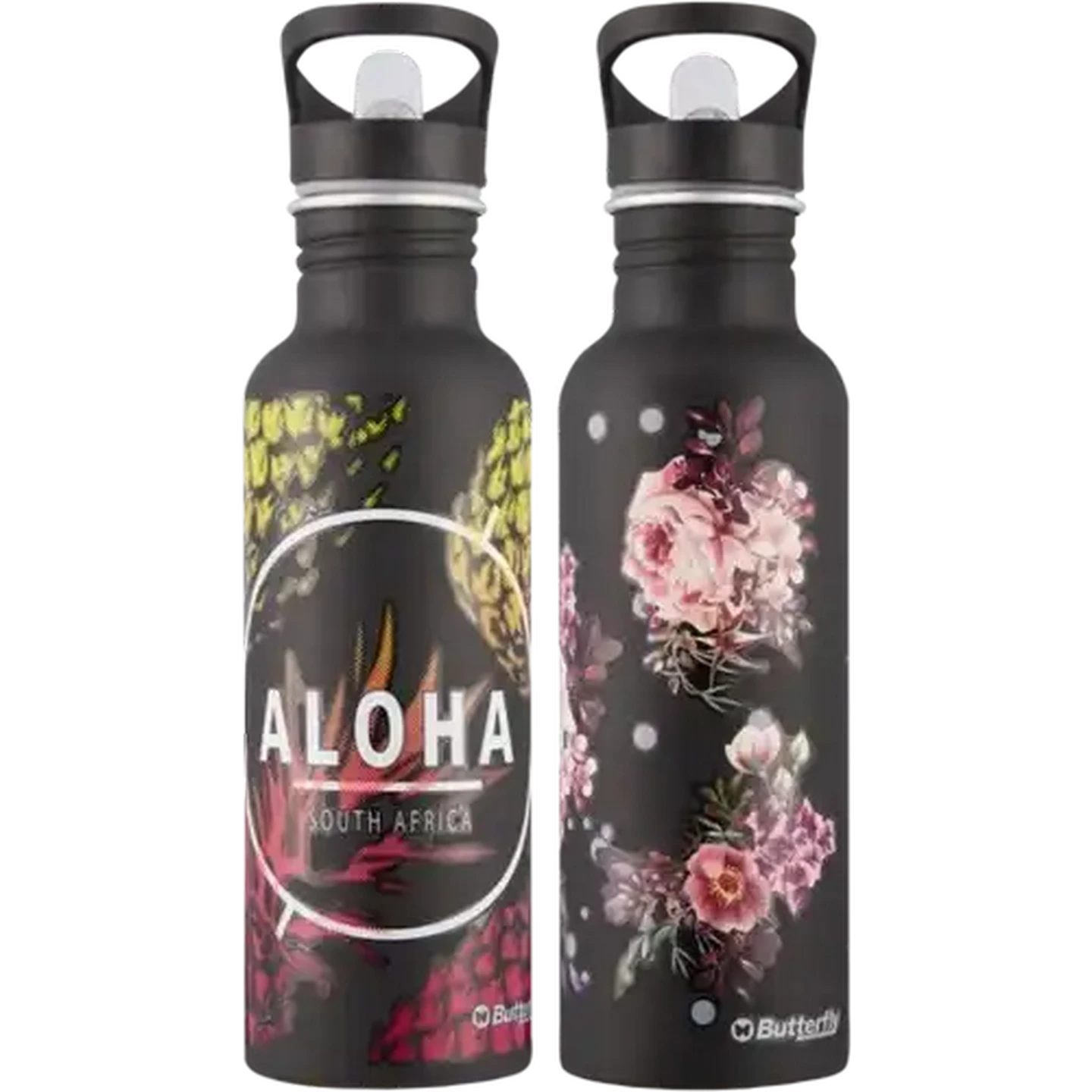 Image of Butterfly Floral Aluminium Water Bottle 750ml (Colour May Vary)