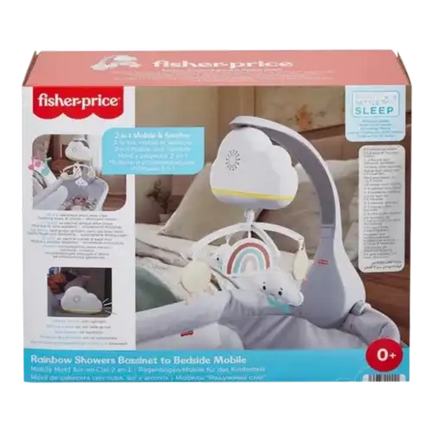 Image of Fisher-Price Rainbow Showers Bassinet To Bedside Mobile With Sound