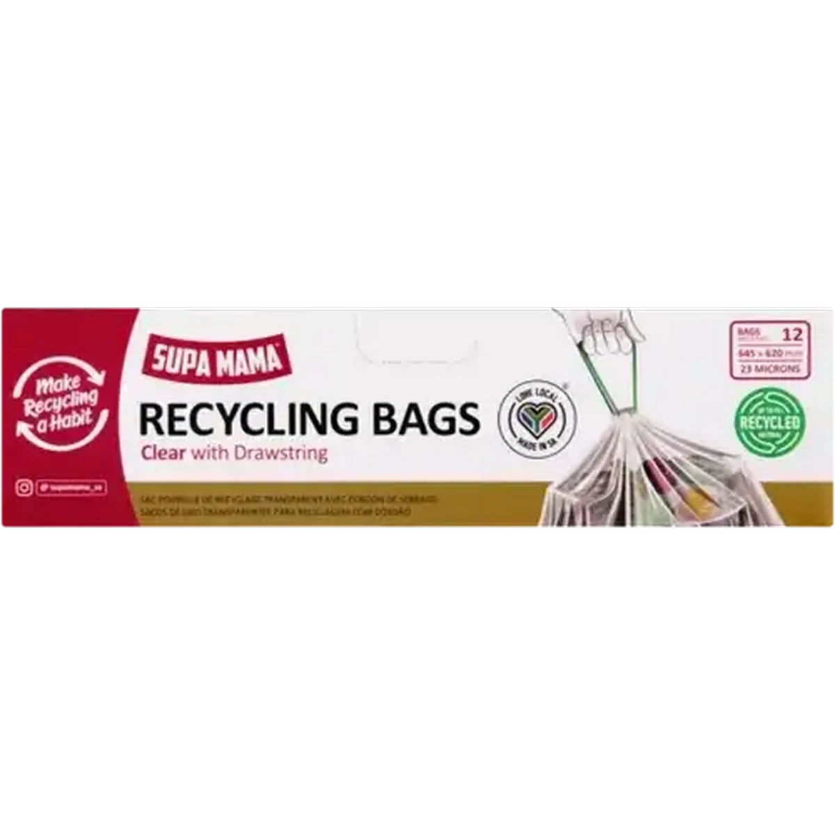 mama Checkers Sixty60 | Supa Mama Recycling Bags with Drawstring 12 Pack
