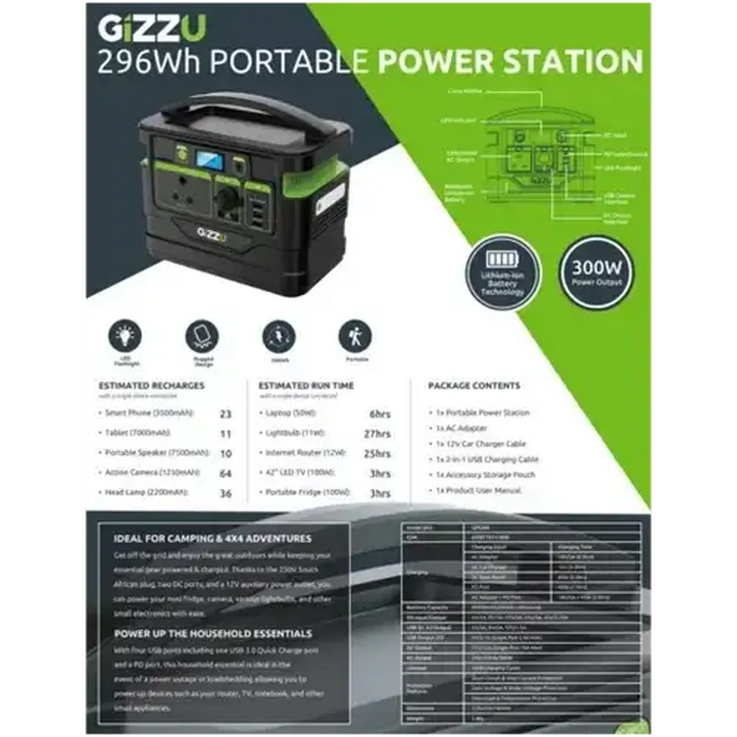 Image of Gizzu Portable Power Station 296Wh