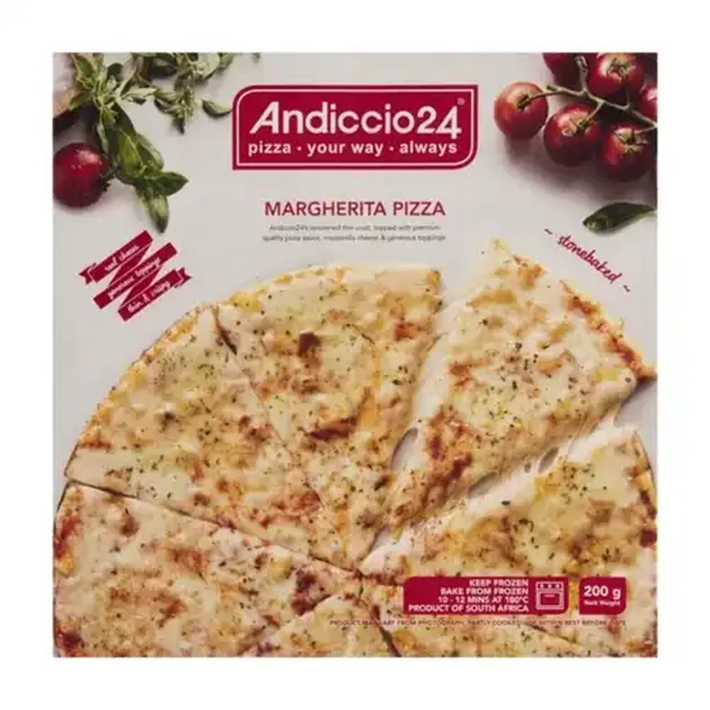 Image of Andiccio24 Frozen Margherita Pizza 200g