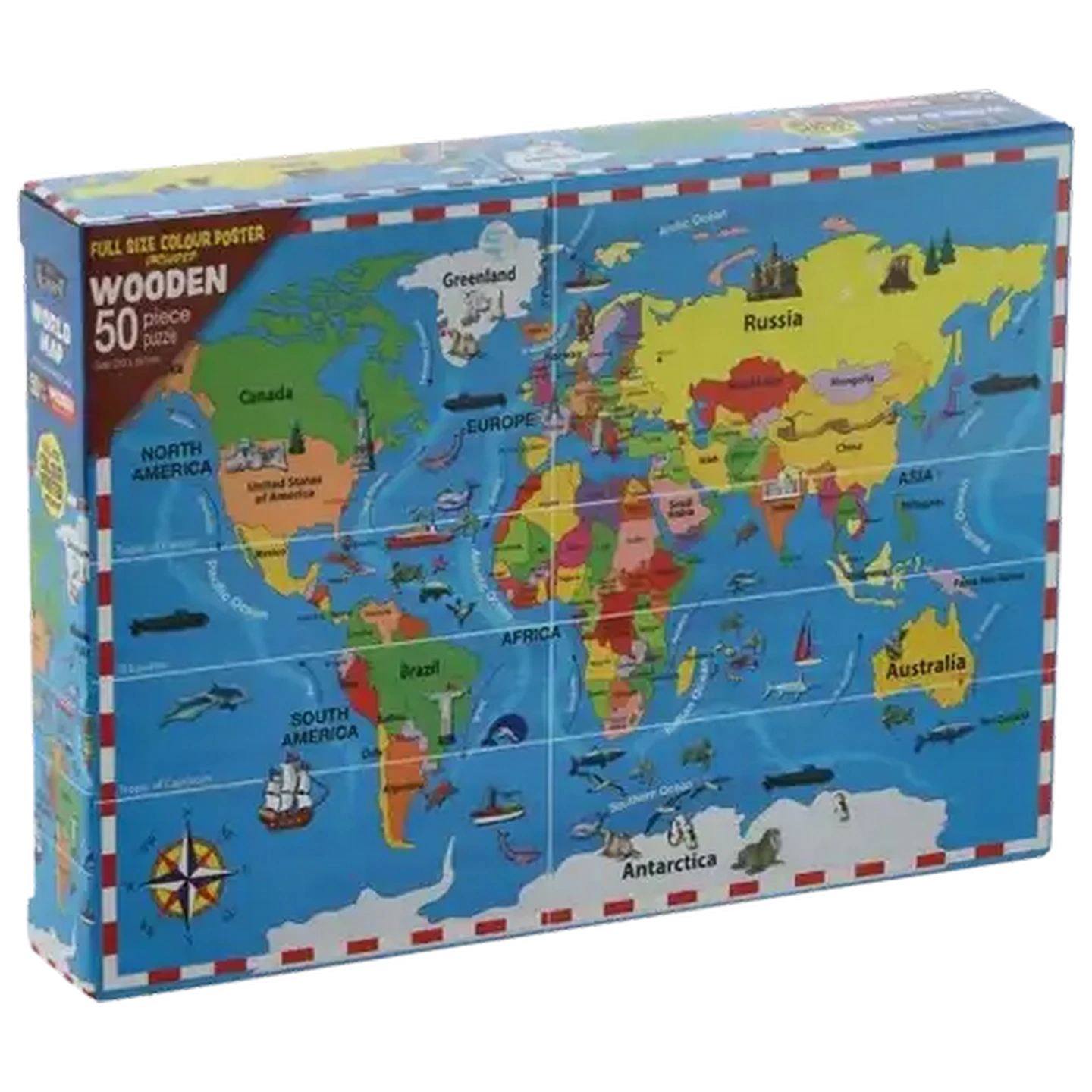 Checkers Sixty60 | World Map Wooden Puzzle 50 Piece