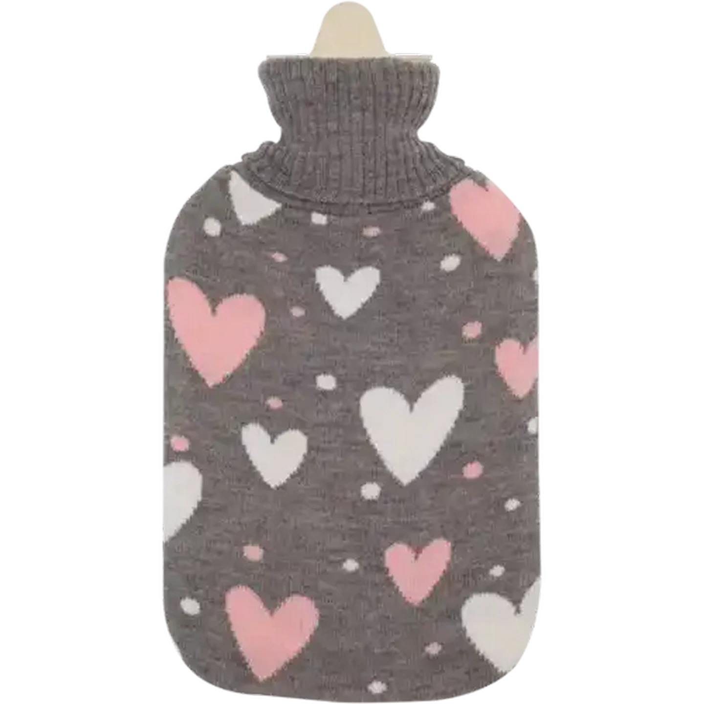 Image of General Hot Water Bottle with Knitted Heart Sleeve 2L