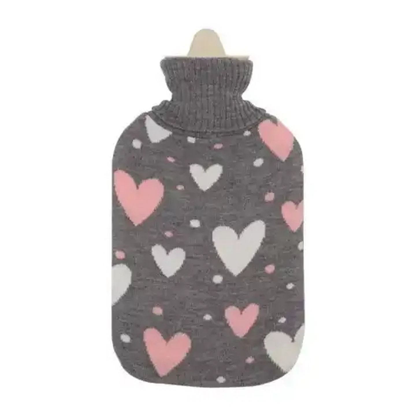 Image of General Hot Water Bottle with Knitted Heart Sleeve 2L
