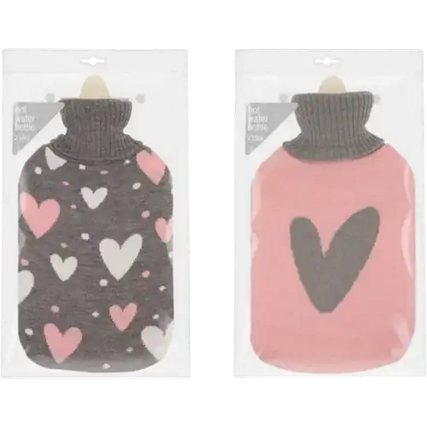 Image of General Hot Water Bottle with Knitted Heart Sleeve 2L