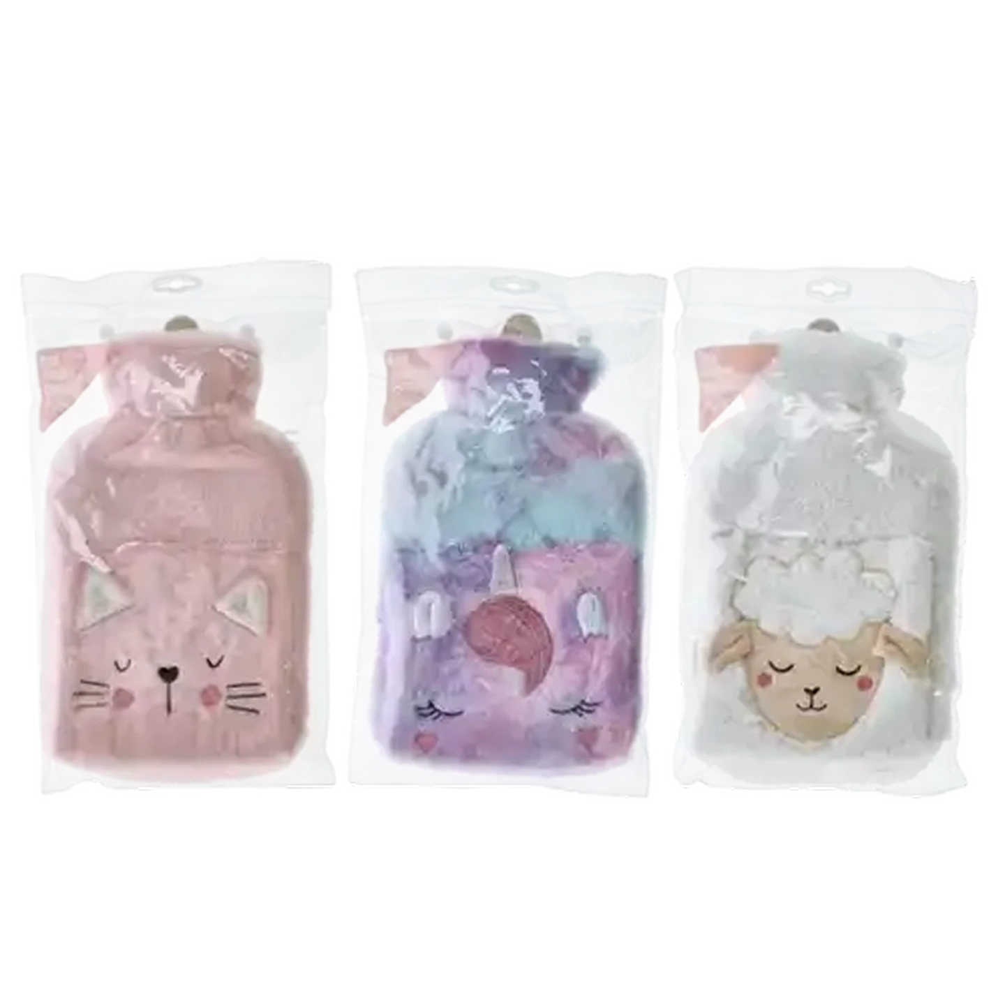 Image of Cat/Sheep/Unicorn Hot Water Bottle with Pockets 2L (Design May Vary)