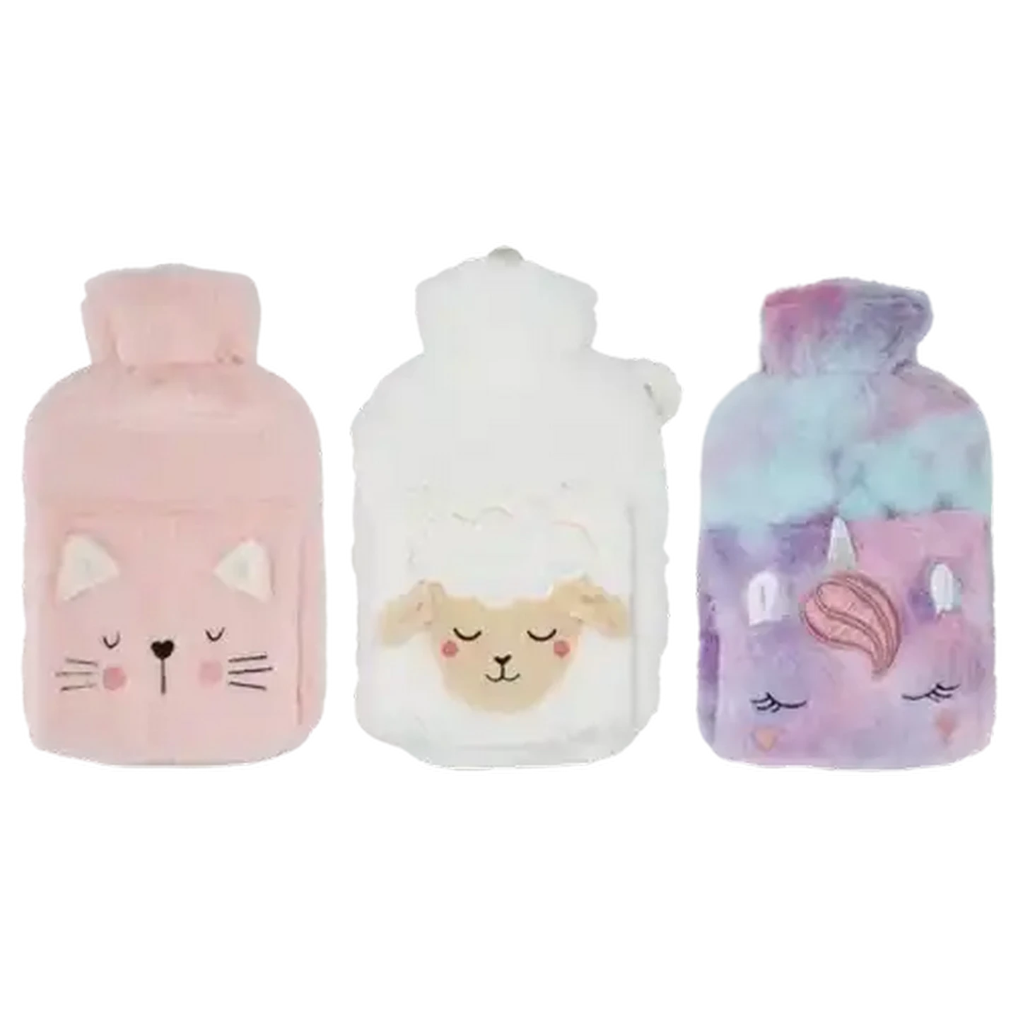 Image of Cat/Sheep/Unicorn Hot Water Bottle with Pockets 2L (Design May Vary)