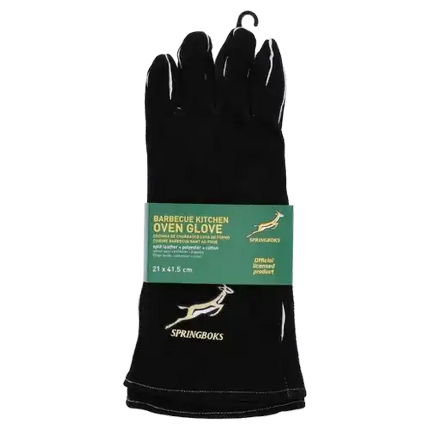 Image of Springboks Black Split Leather Oven Gloves 21 x 41.5cm