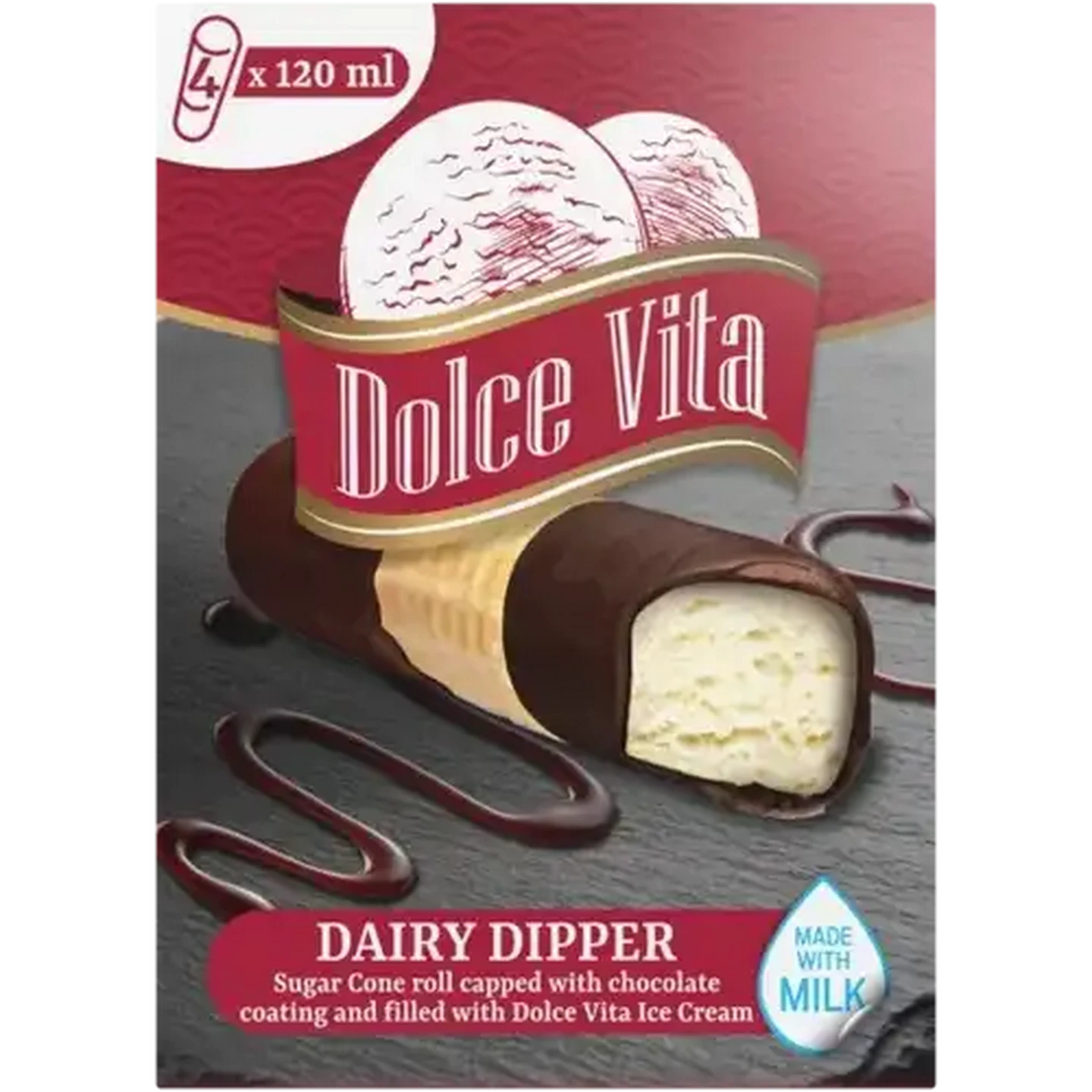 Image of Dolce Vita Dairy Dipper Ice Cream 4 x 120ml