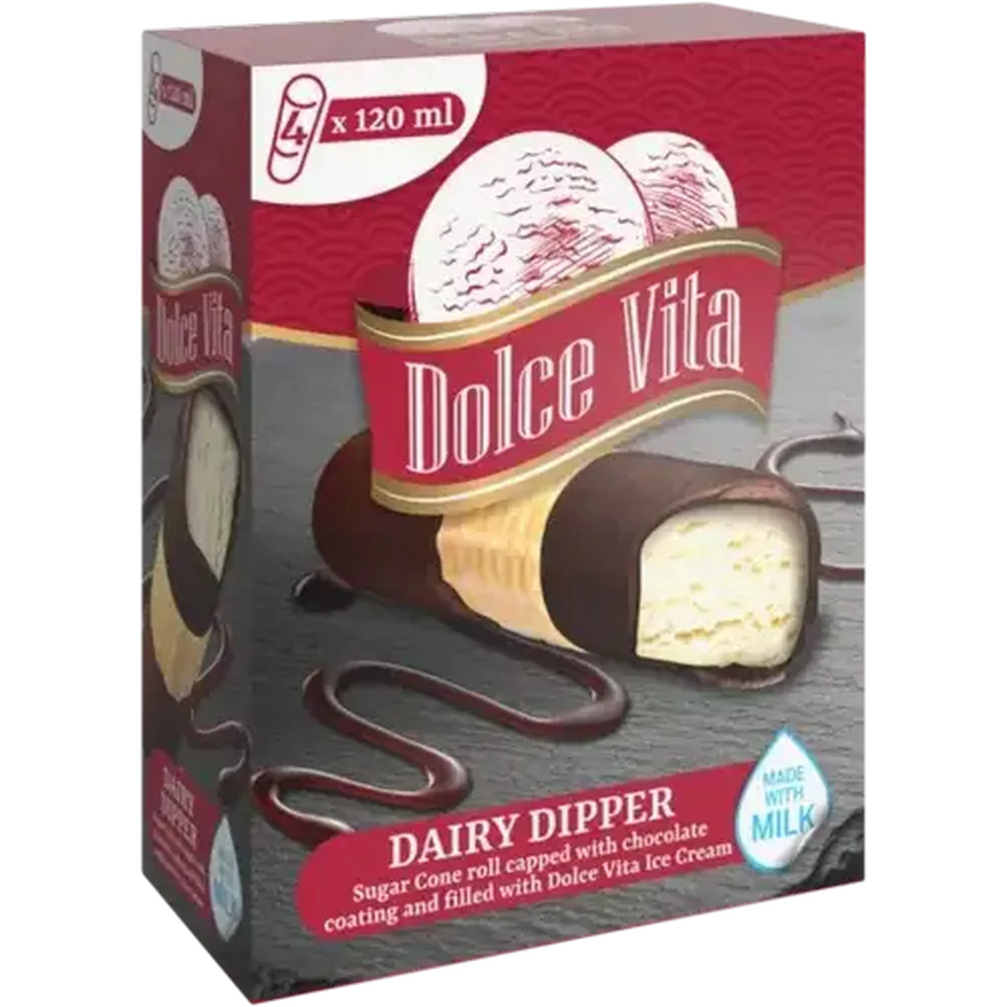 Image of Dolce Vita Dairy Dipper Ice Cream 4 x 120ml