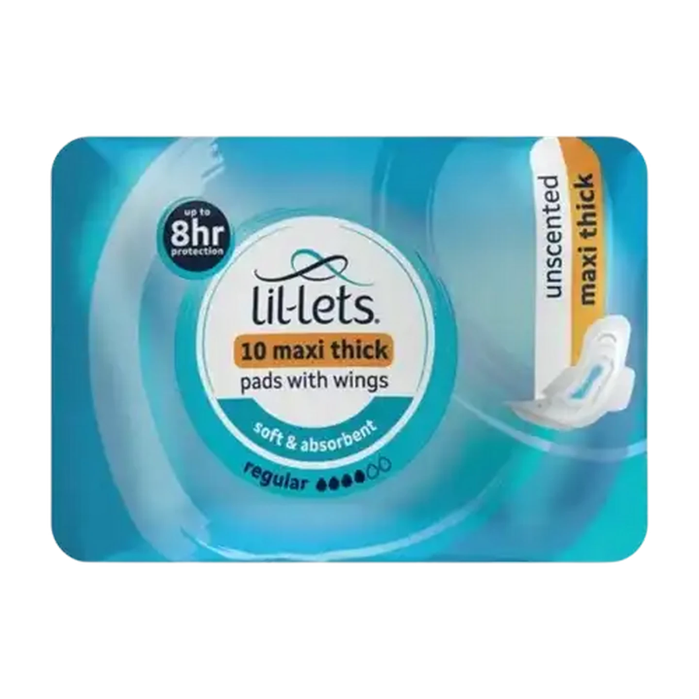 Image of Lil-Lets Regular Maxi Thick Unscented Pads with Wings 10 Pack