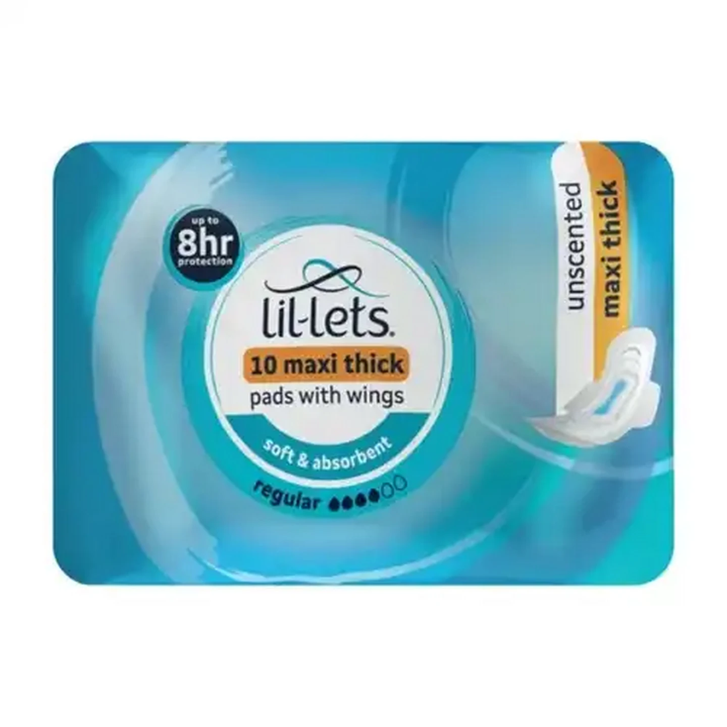Image of Lil-Lets Regular Maxi Thick Unscented Pads with Wings 10 Pack