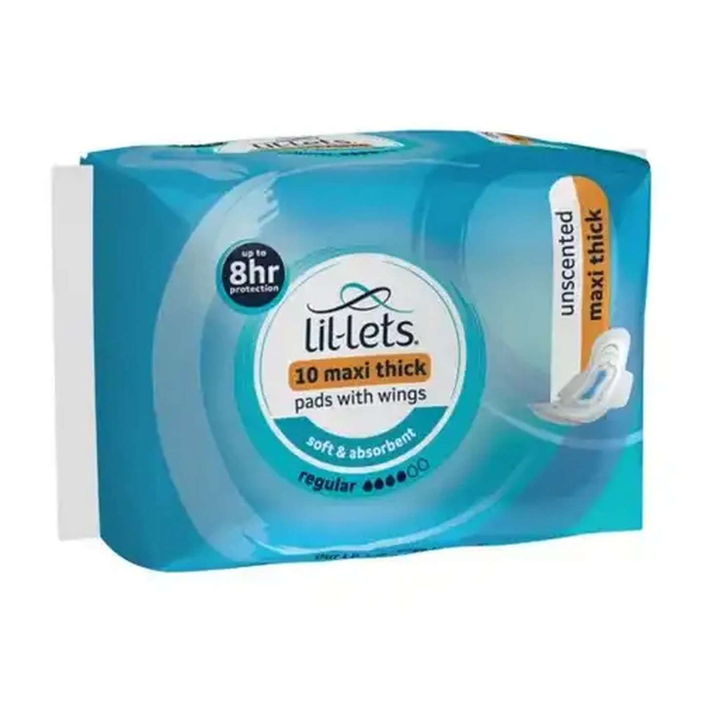 Image of Lil-Lets Regular Maxi Thick Unscented Pads with Wings 10 Pack