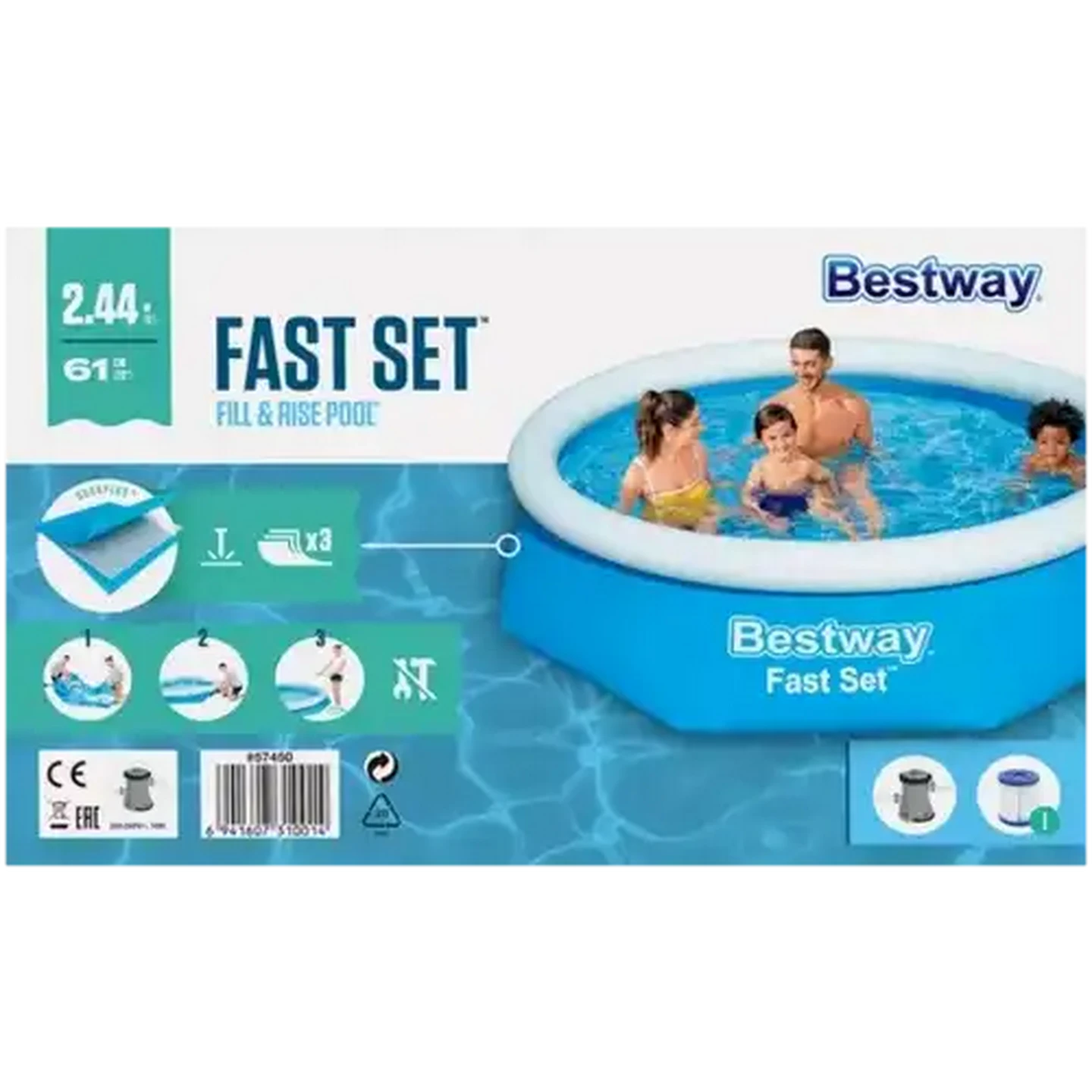 Image of Bestway Fast Set Fill & Rise Pool Set 2.44m