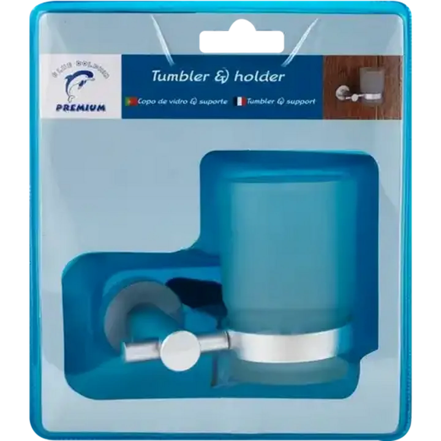 Image of Blue Dolphin Premium Single Bathroom Tumbler & Holder Set 2 Piece