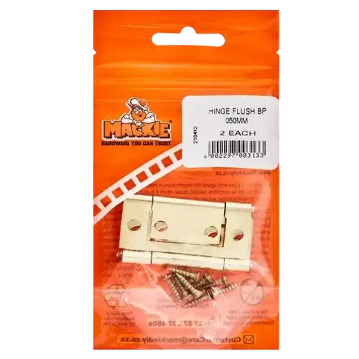 Image of Mackie Brass Plated Flush Hinge 50mm